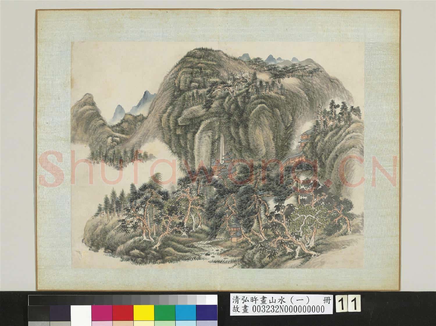 清弘旿畫山水(一)冊 閣道飛泉