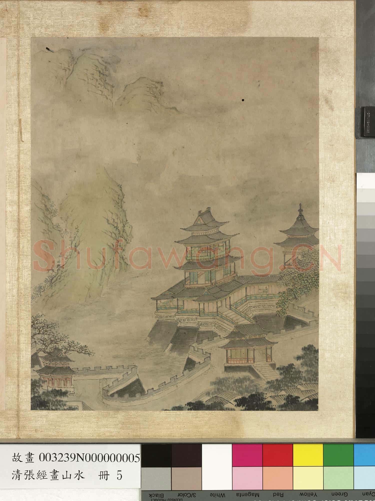 明張經畫山水 冊 高城飛閣