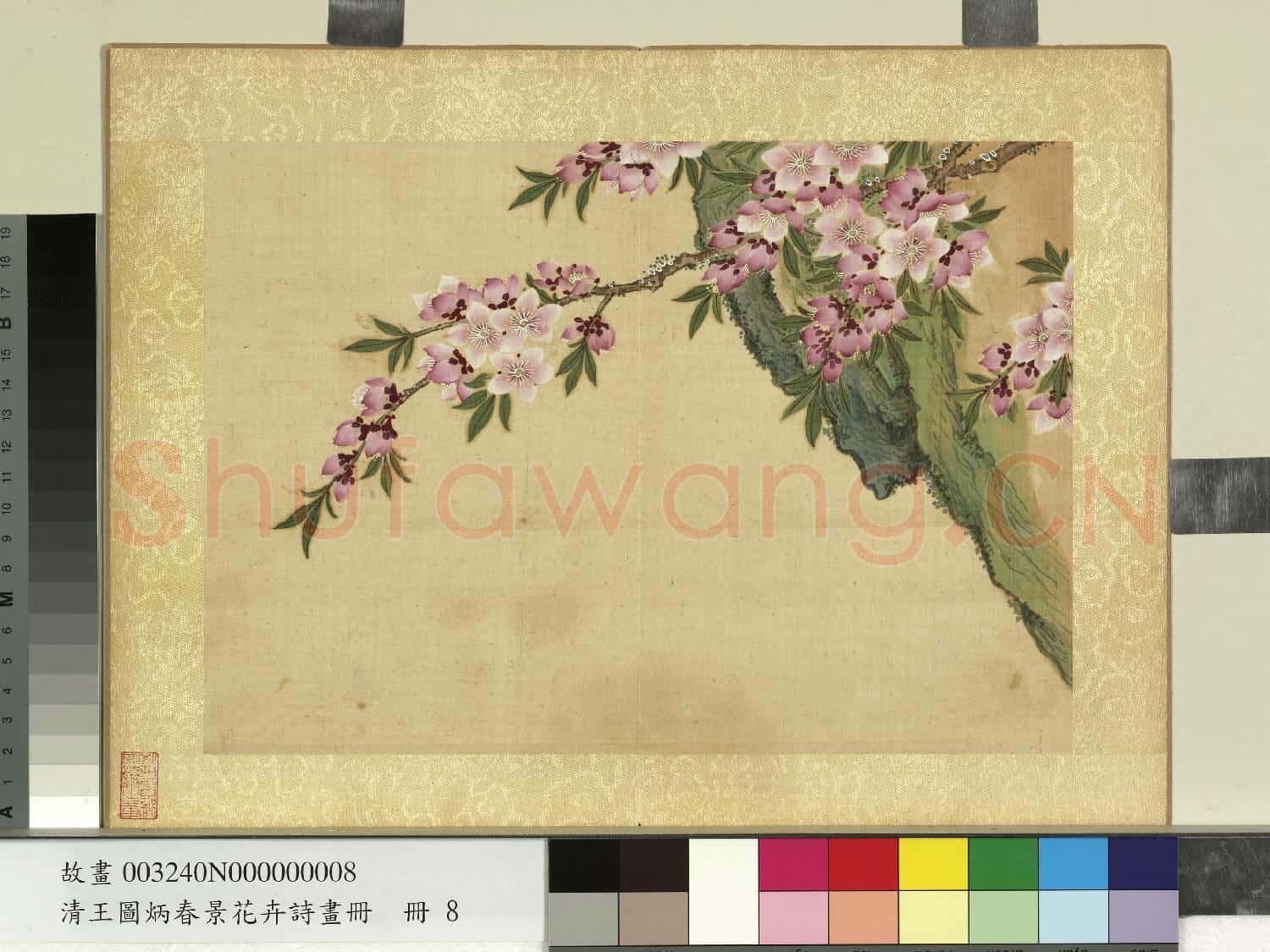 清王圖炳春景花卉詩畫冊 冊 桃花
