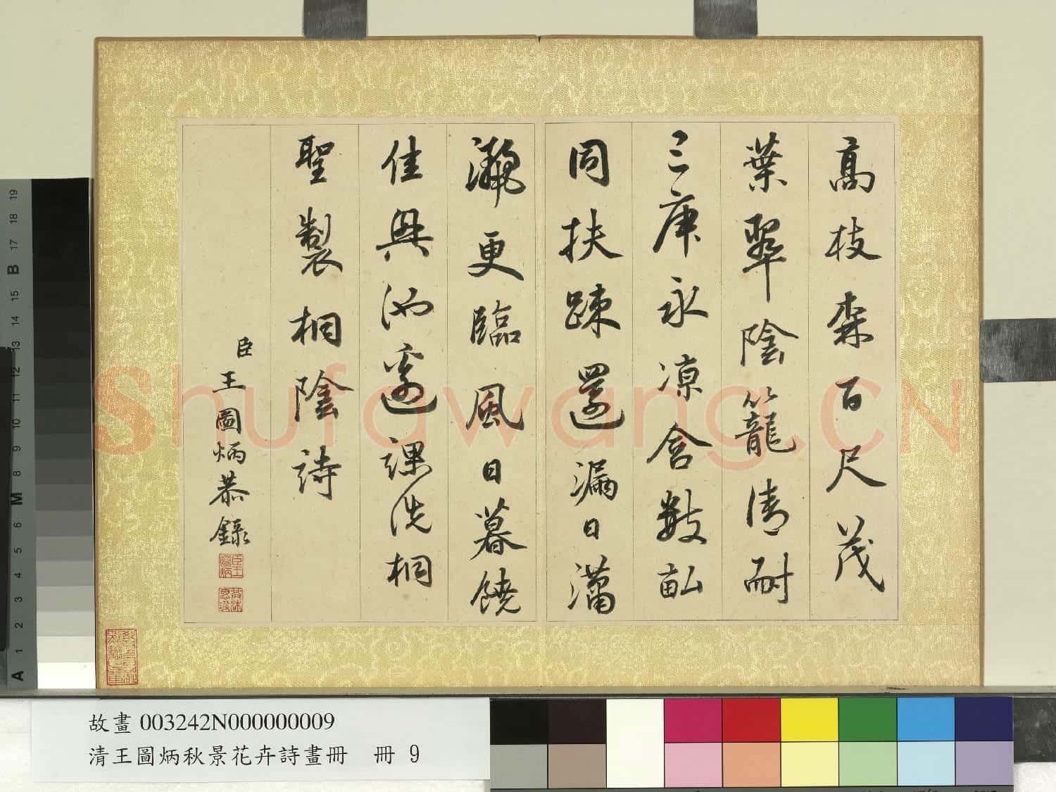 清王圖炳秋景花卉詩畫冊 冊 書御製梧桐詩