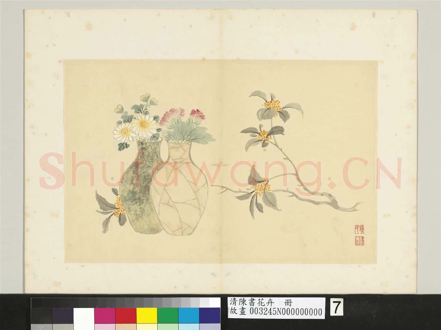 清陳書花卉 冊 折枝瓶花