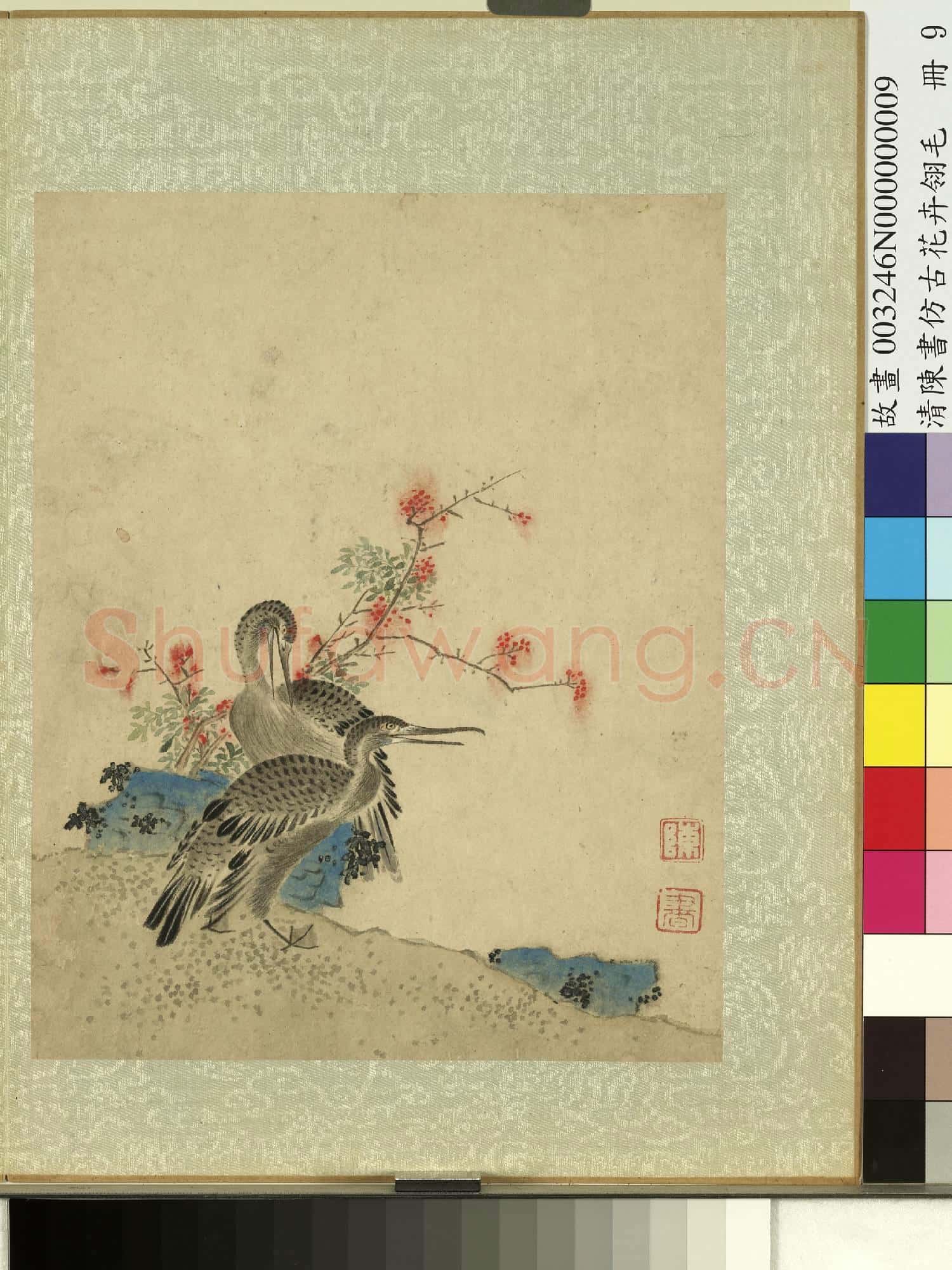 清陳書仿古花卉翎毛 冊 鸕鶿