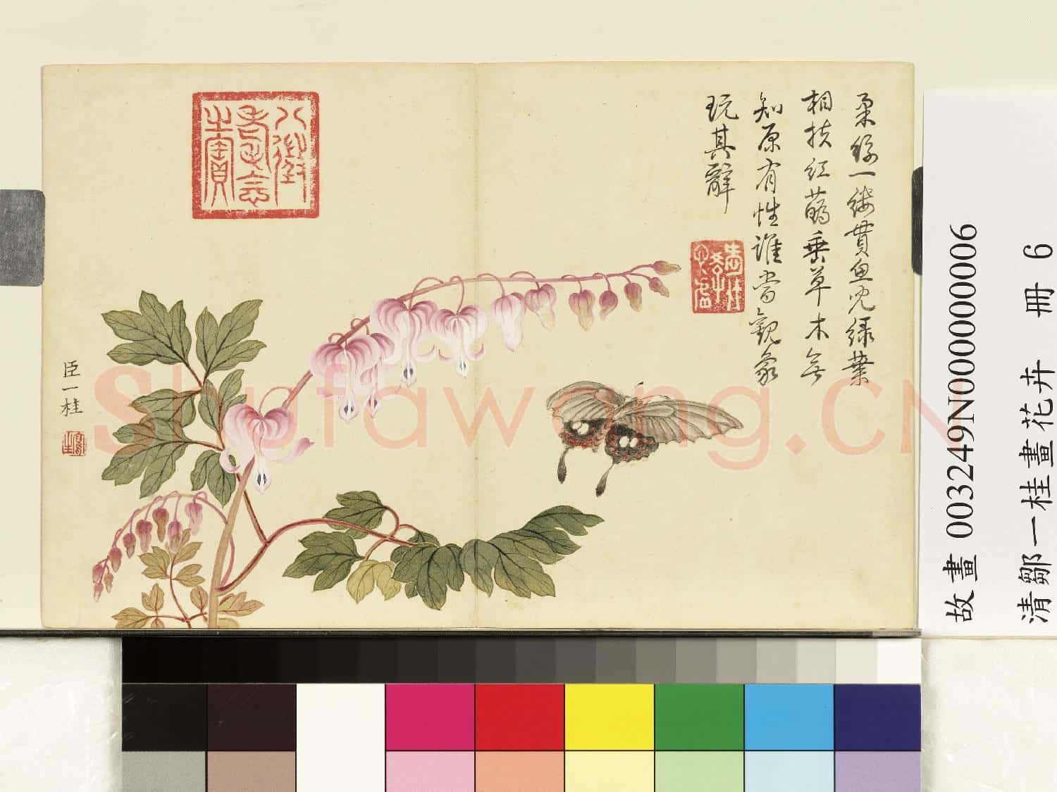 清鄒一桂畫花卉 冊 魚兒牡丹