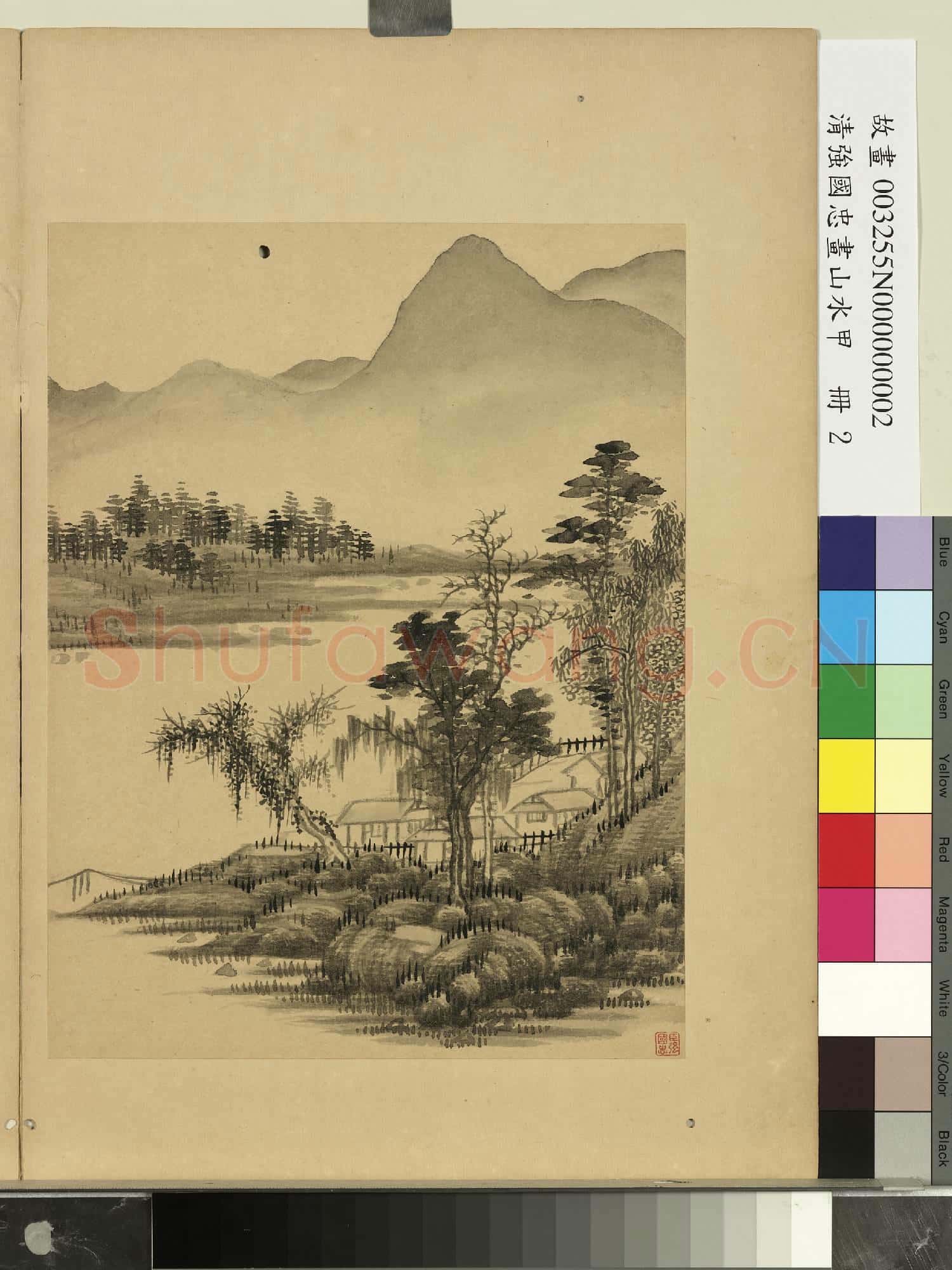 清強國忠畫山水甲 冊 溪岸村居