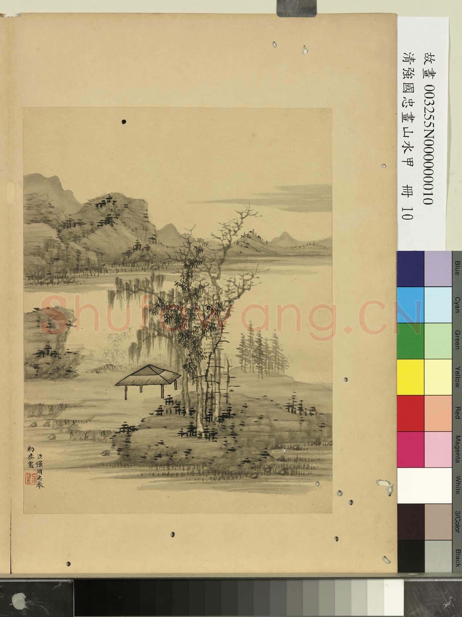 清強國忠畫山水甲 冊 疏林茅亭