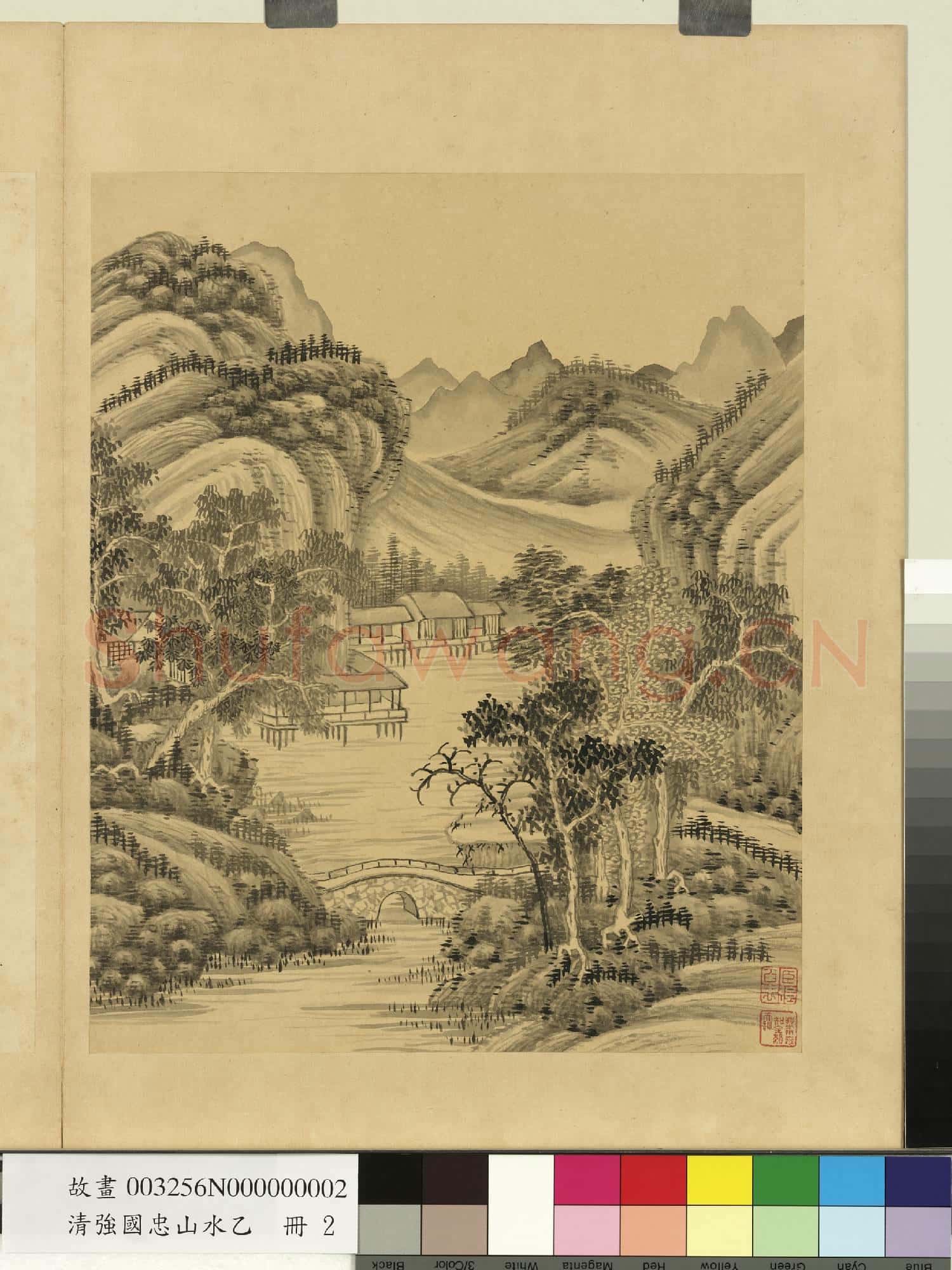 清強國忠山水乙 冊 石橋水榭
