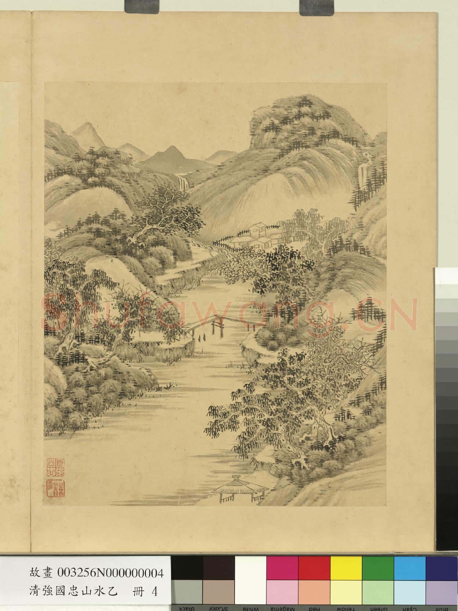 清強國忠山水乙 冊 流泉板橋
