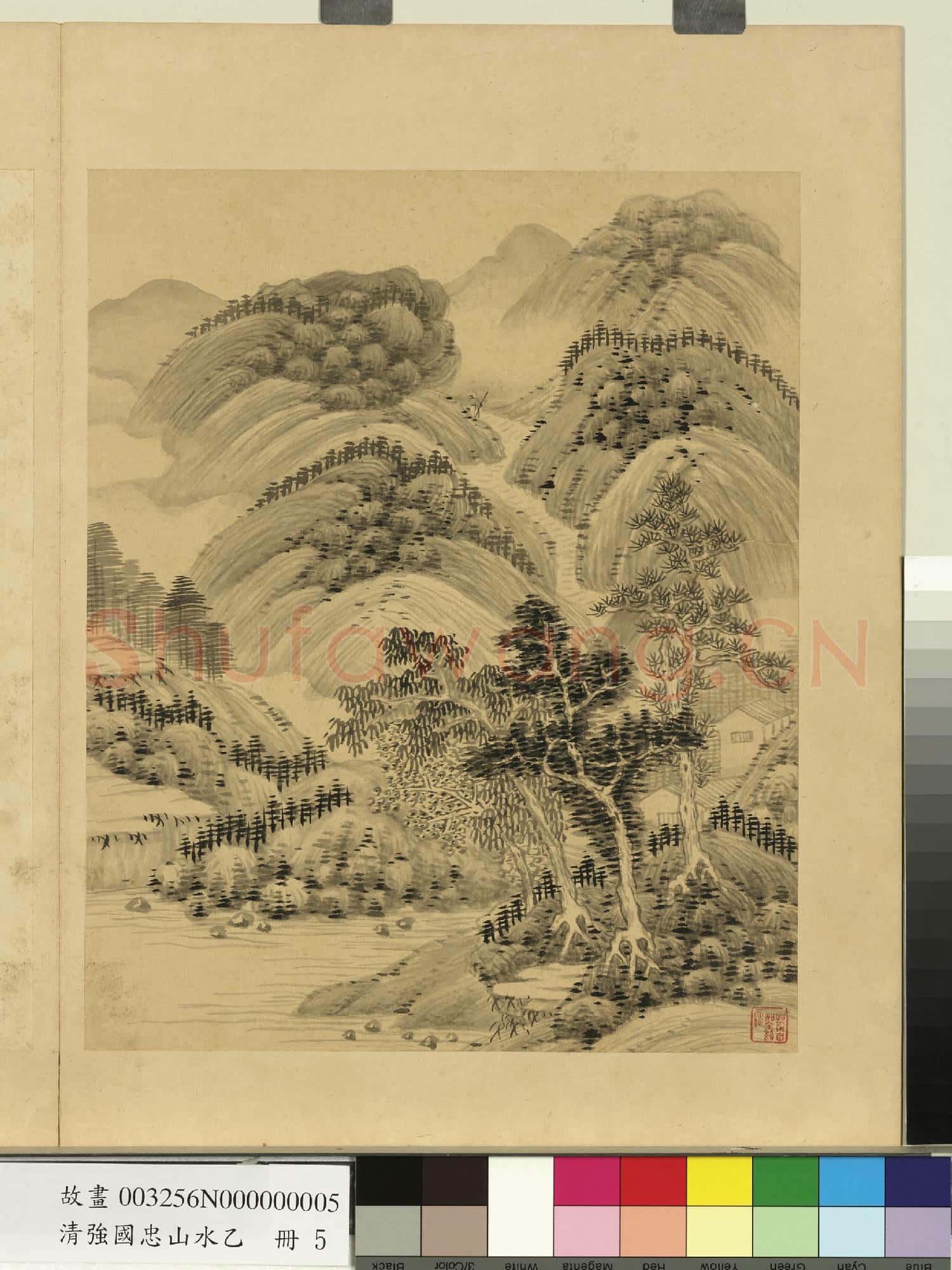 清強國忠山水乙 冊 重巒登高