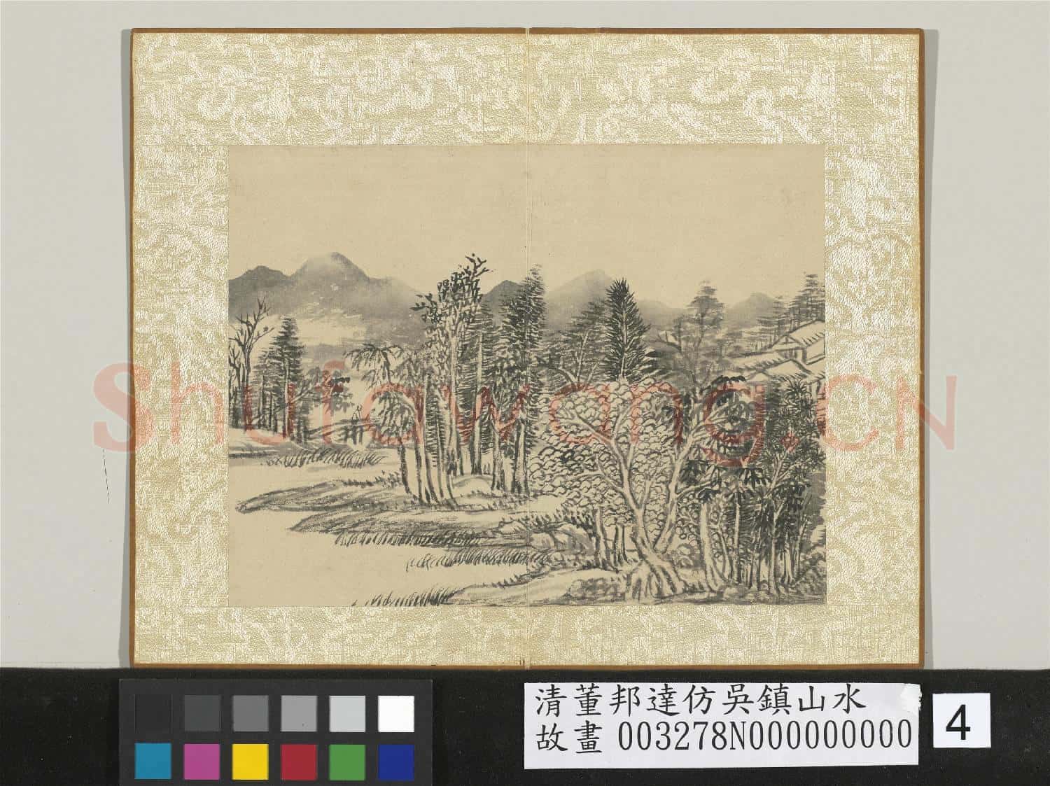 清董邦達仿吳鎮山水 冊 林中渡橋