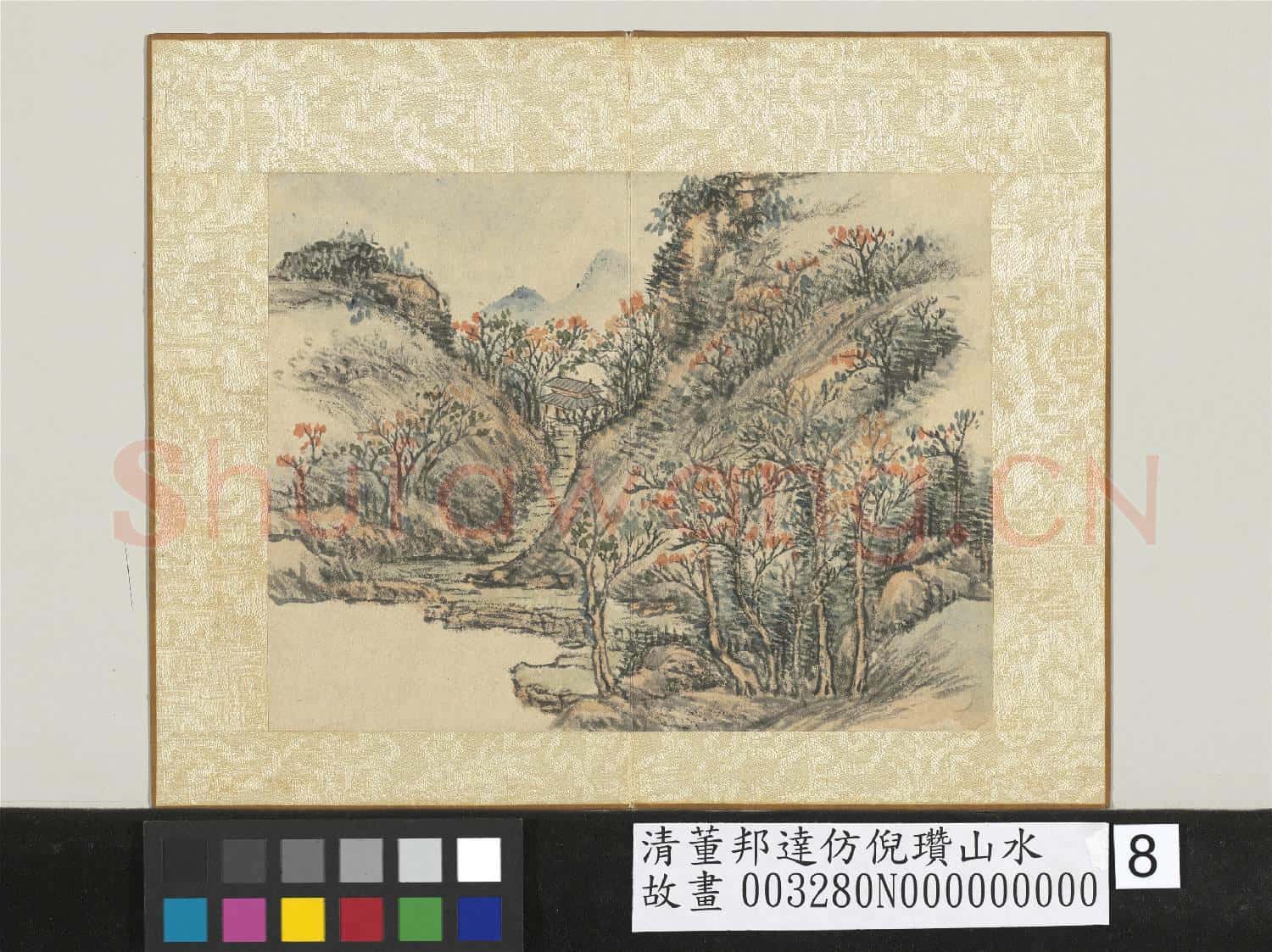 清董邦達仿倪瓚山水 冊 山寺路遠