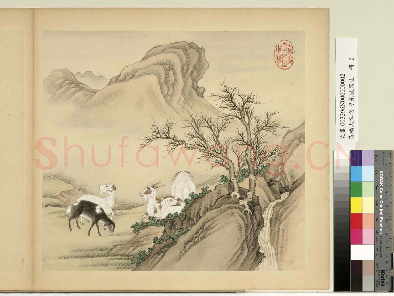 清楊大章仿刁光胤寫生.冊.枯樹五羊故畫