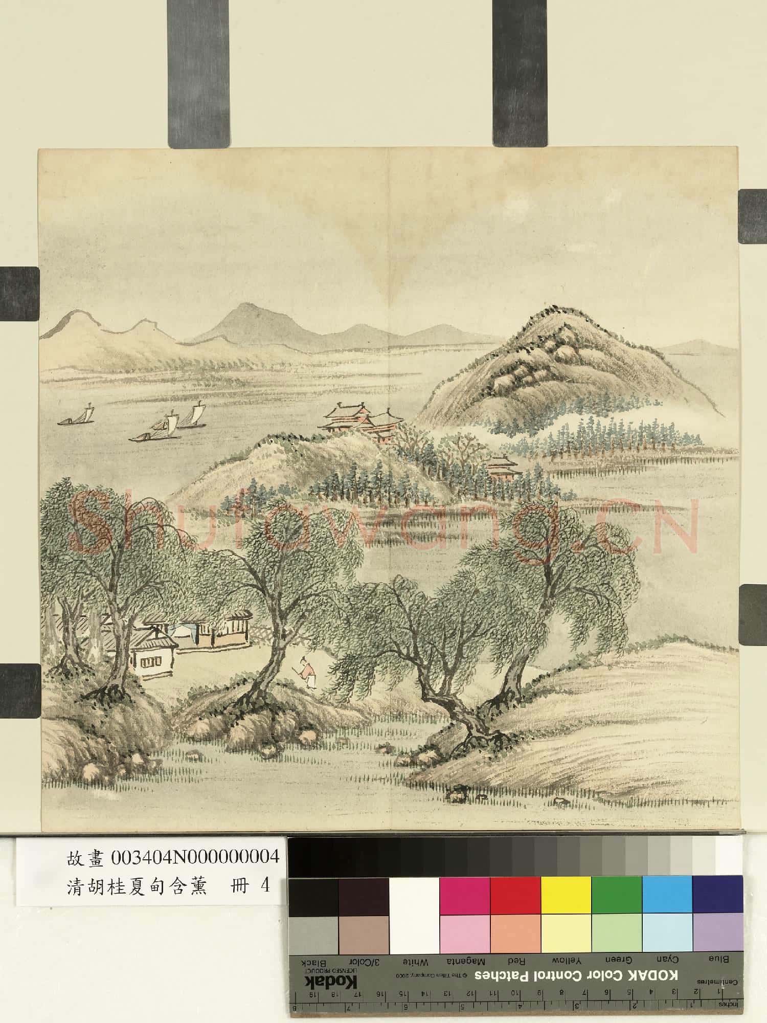 清胡桂夏甸含薰.冊.柳岸遠帆故畫