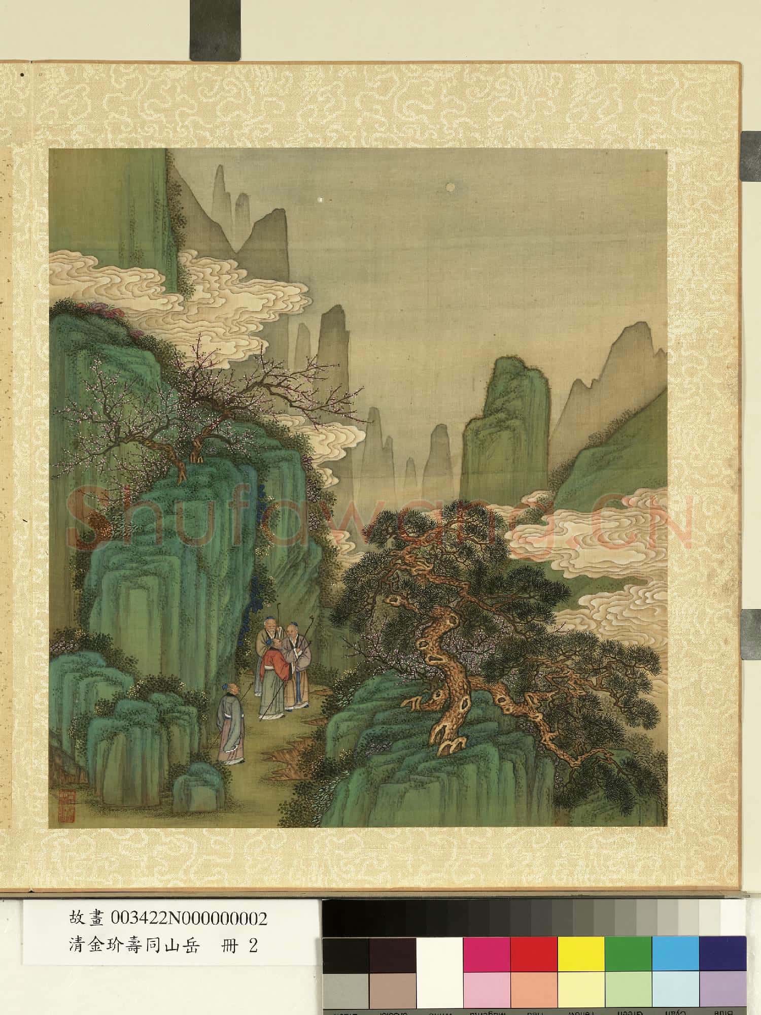 清金玠壽同山岳.冊.月滿雲起故畫