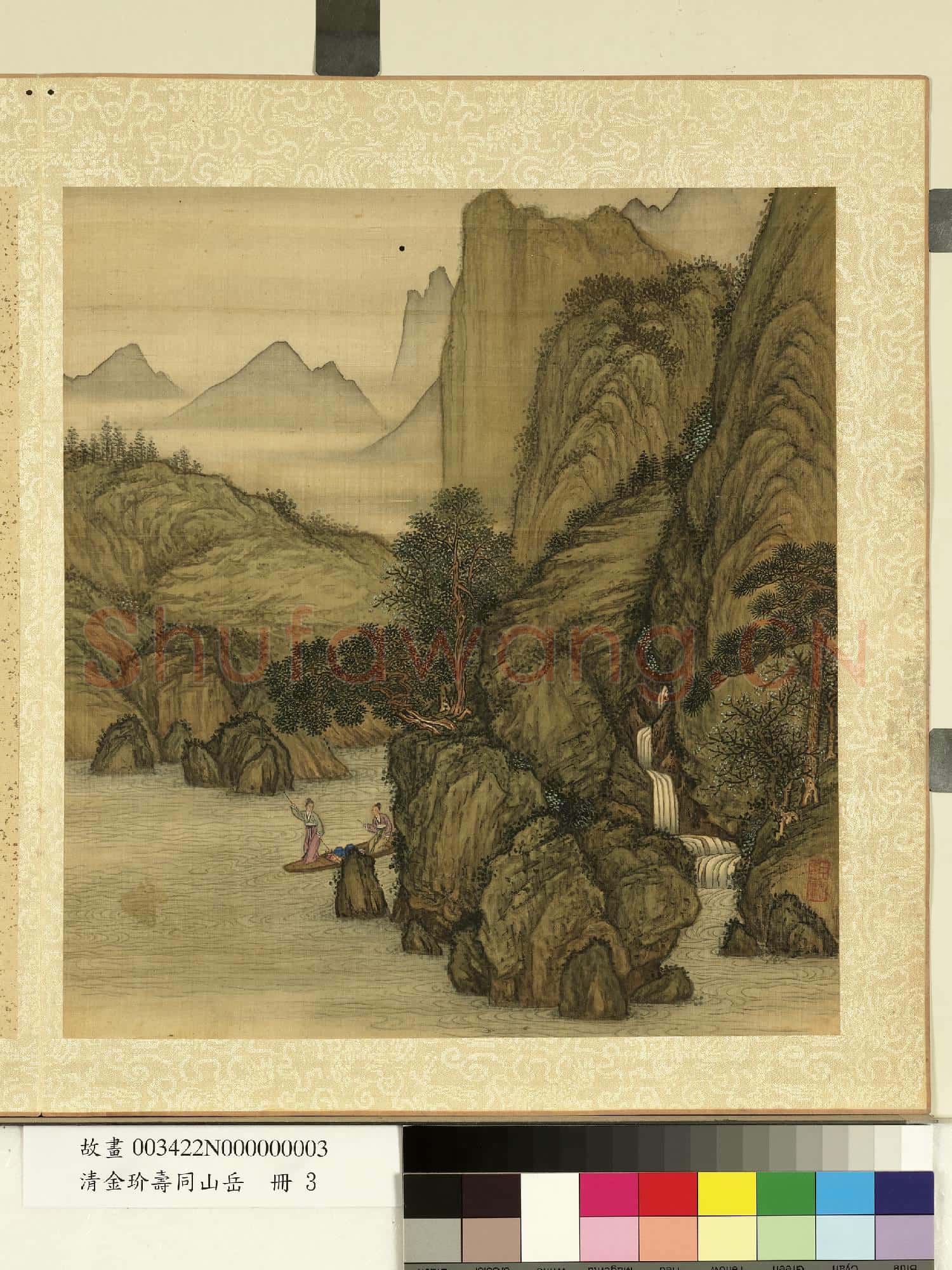 清金玠壽同山岳.冊.雙女撐舟故畫