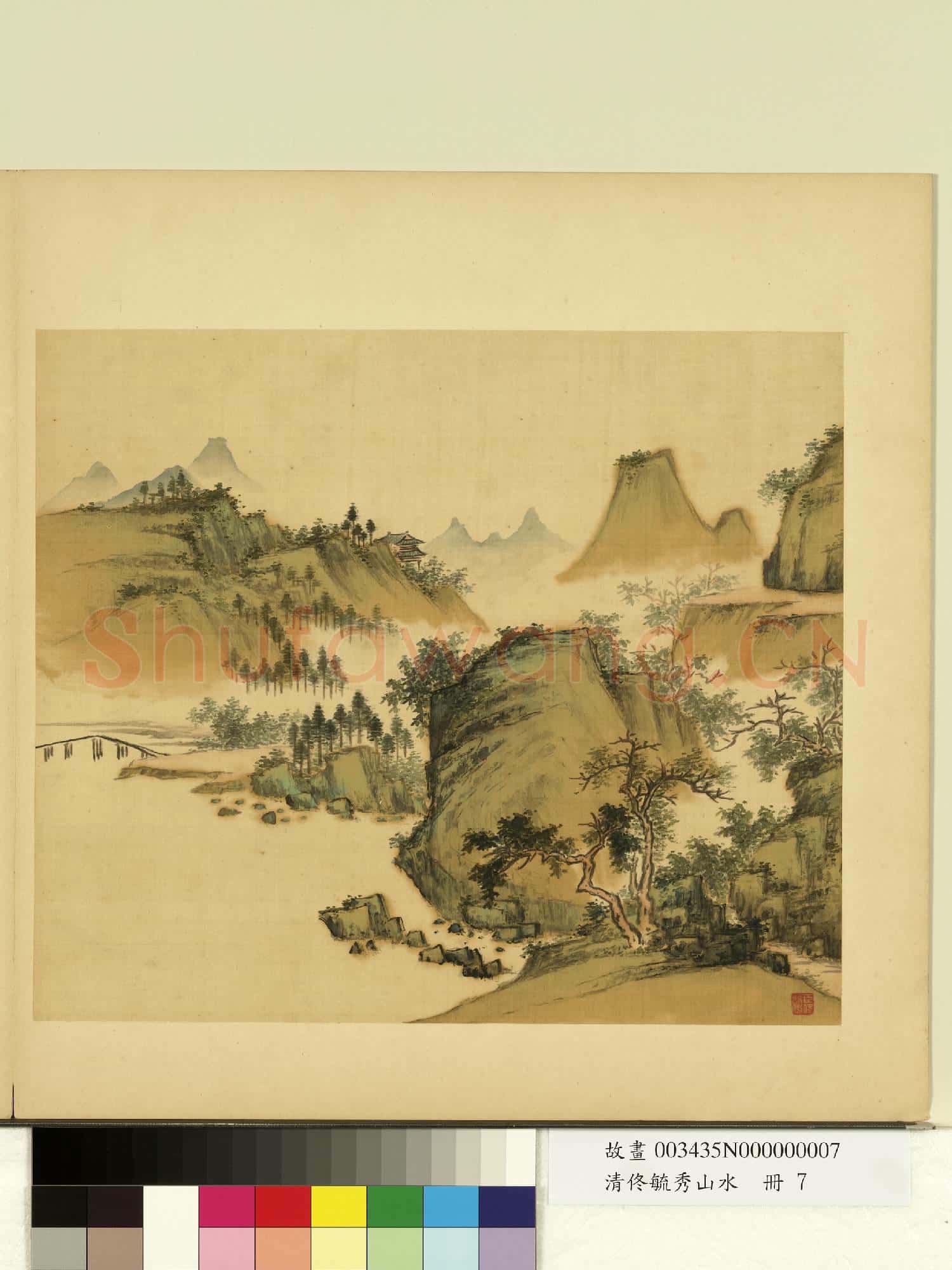 清佟毓秀山水.冊.層樓在望故畫