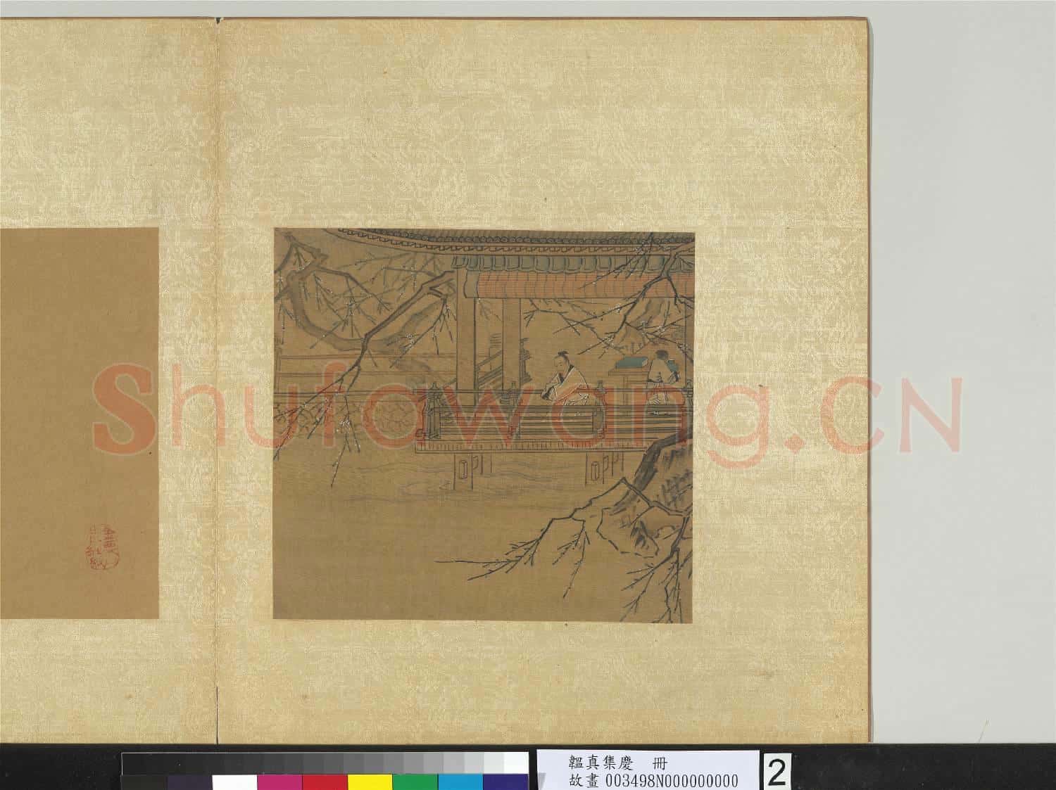 韞真集慶.冊.無款水榭憑闌故畫