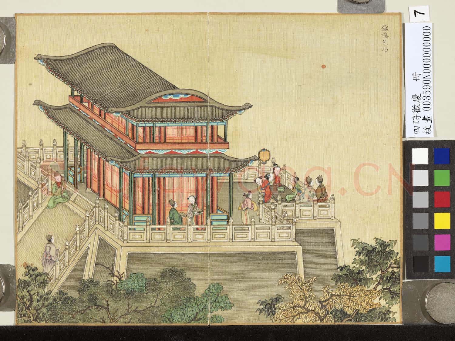 四時歡慶.冊.鍼樓乞巧故畫