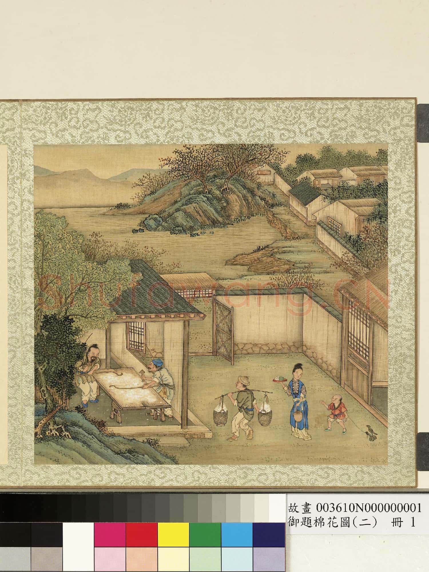 御題棉花圖(二)冊.彈花故畫