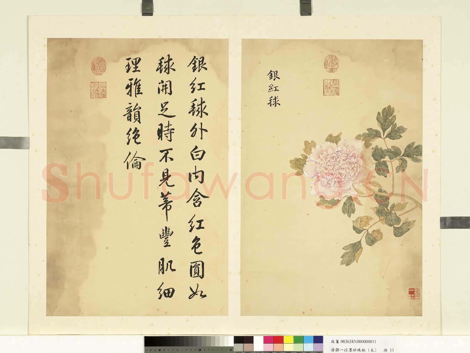 清鄒一桂墨妙珠林(未)冊.銀紅毬故畫