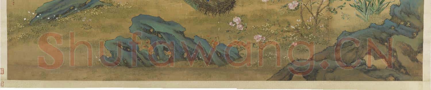 清郎世寧孔雀開屏.軸故畫