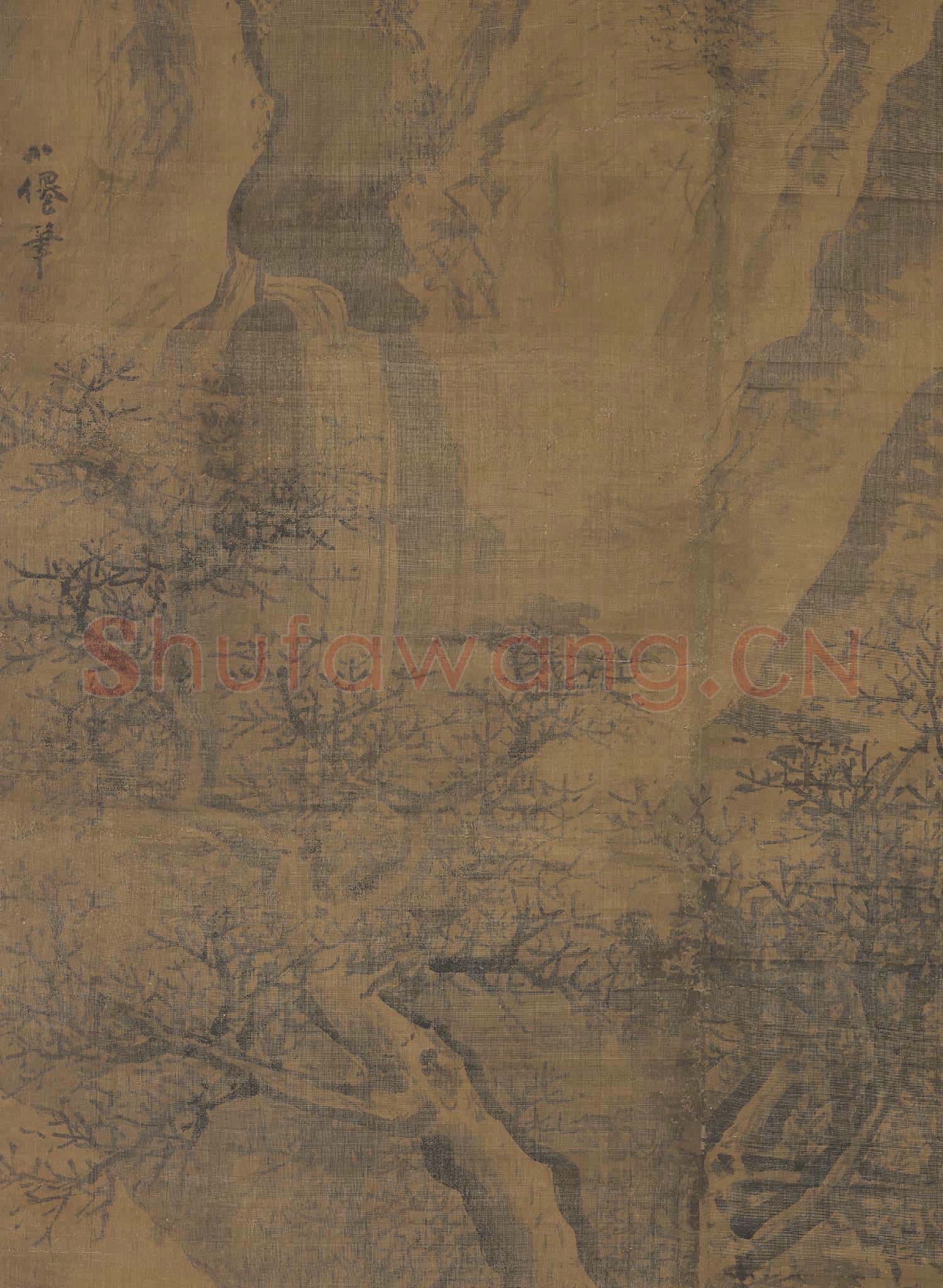 明吳偉寒山積雪.軸故畫