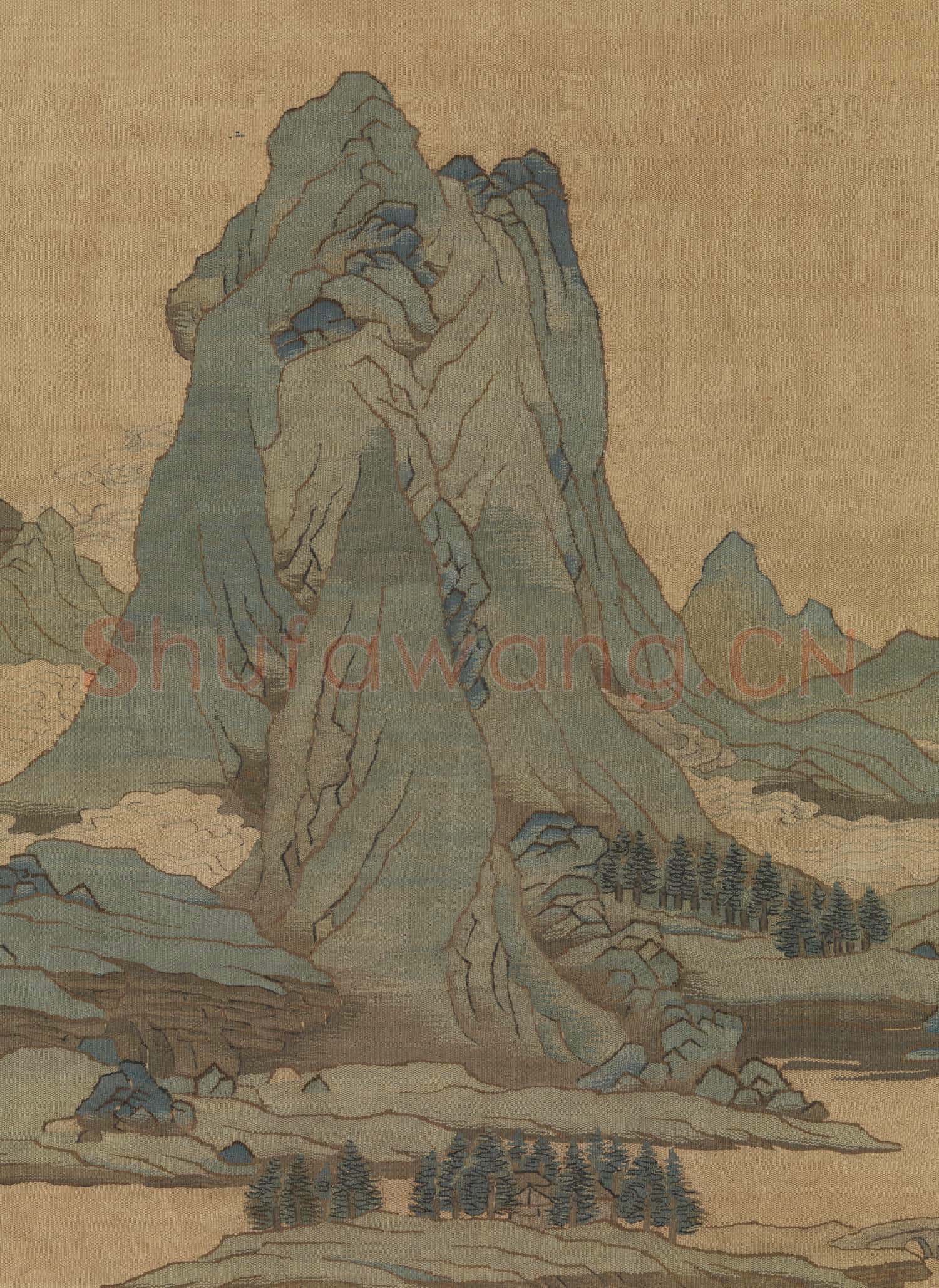 宋沈子蕃緙絲秋山詩意.軸故絲