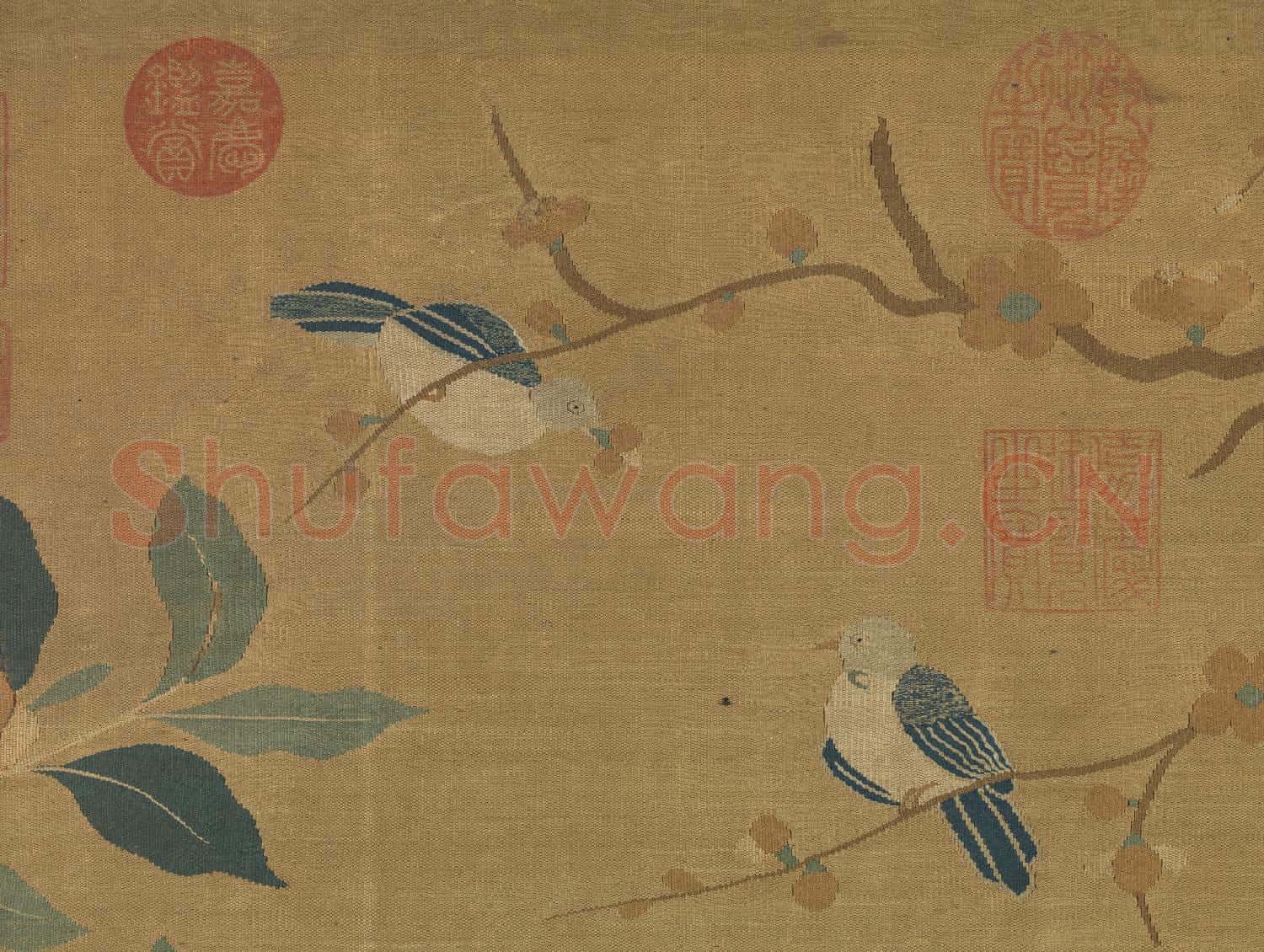 宋緙絲花鳥.軸故絲