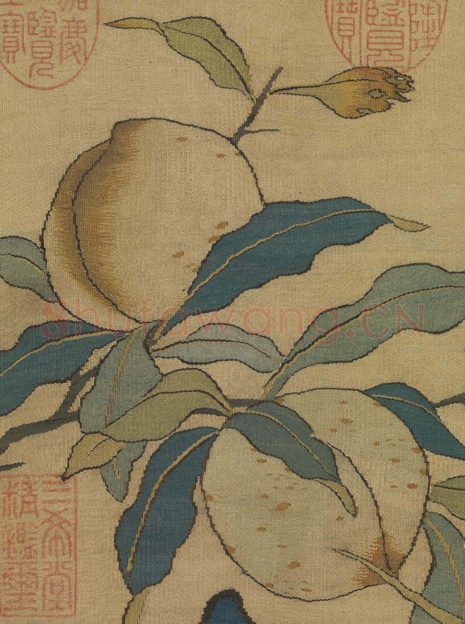 宋緙絲玉洞仙芝圖.軸故絲