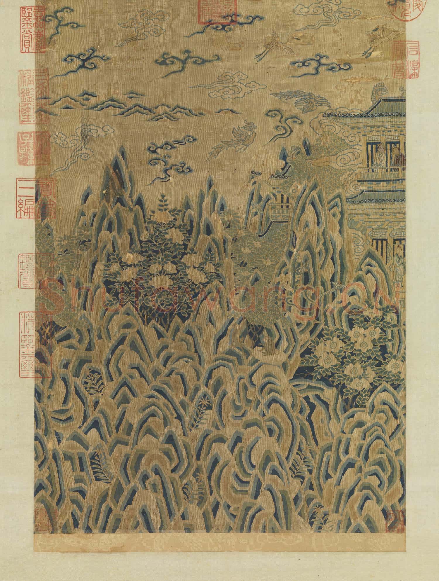 宋緙絲海屋添籌.軸故絲