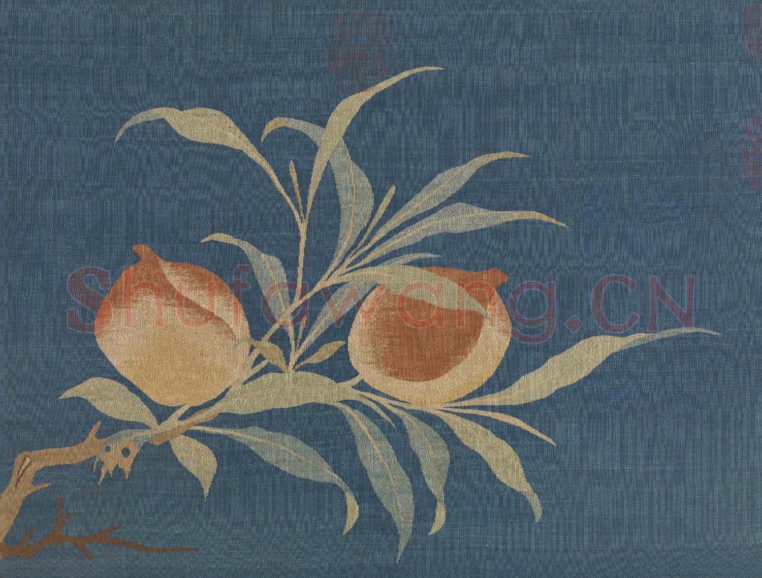 明緙絲仙桃圖.軸故絲
