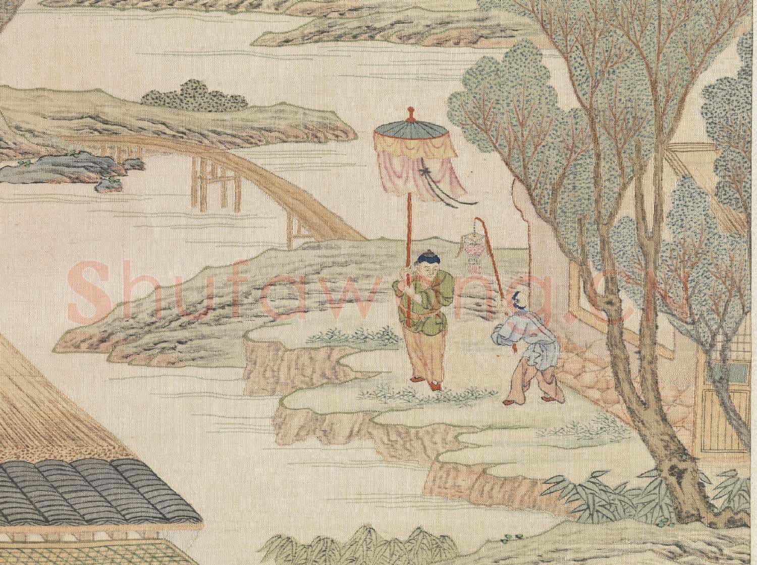 清緙絲村農韶慶圖.軸故絲