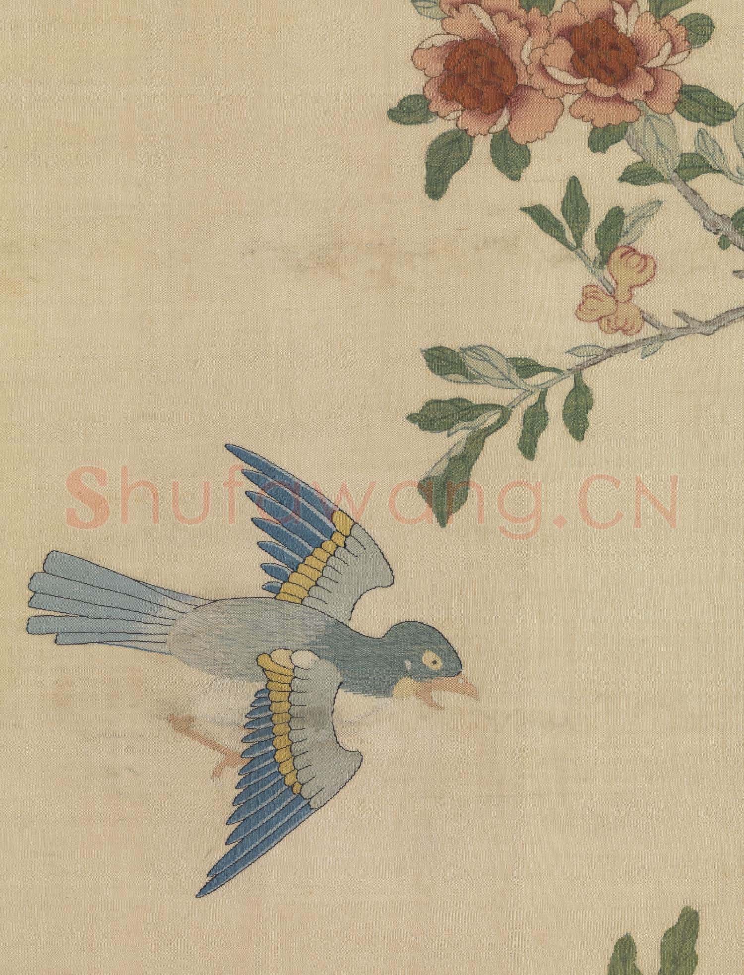 緙絲花鳥.軸故絲