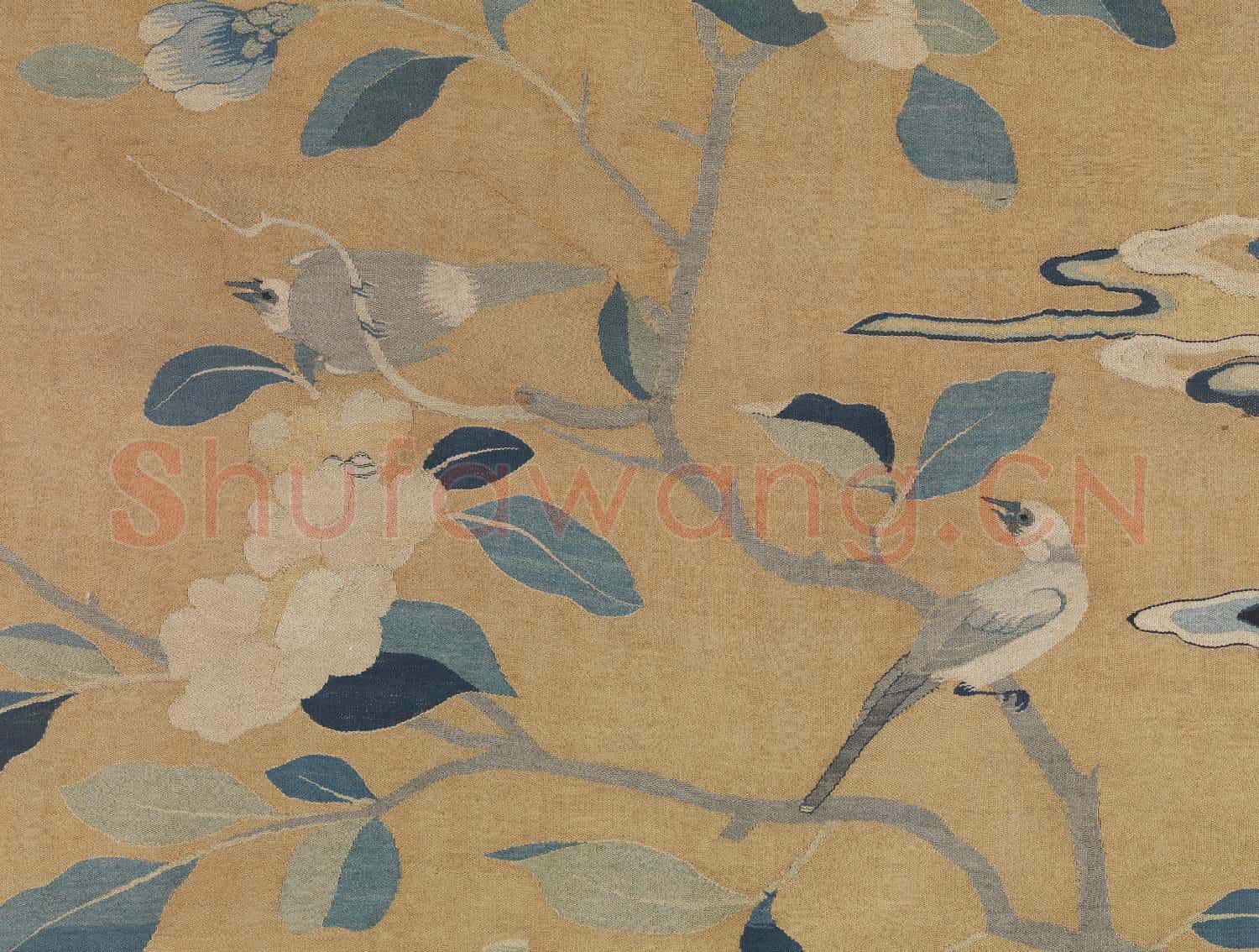 宋緙絲花卉翎毛.軸故絲