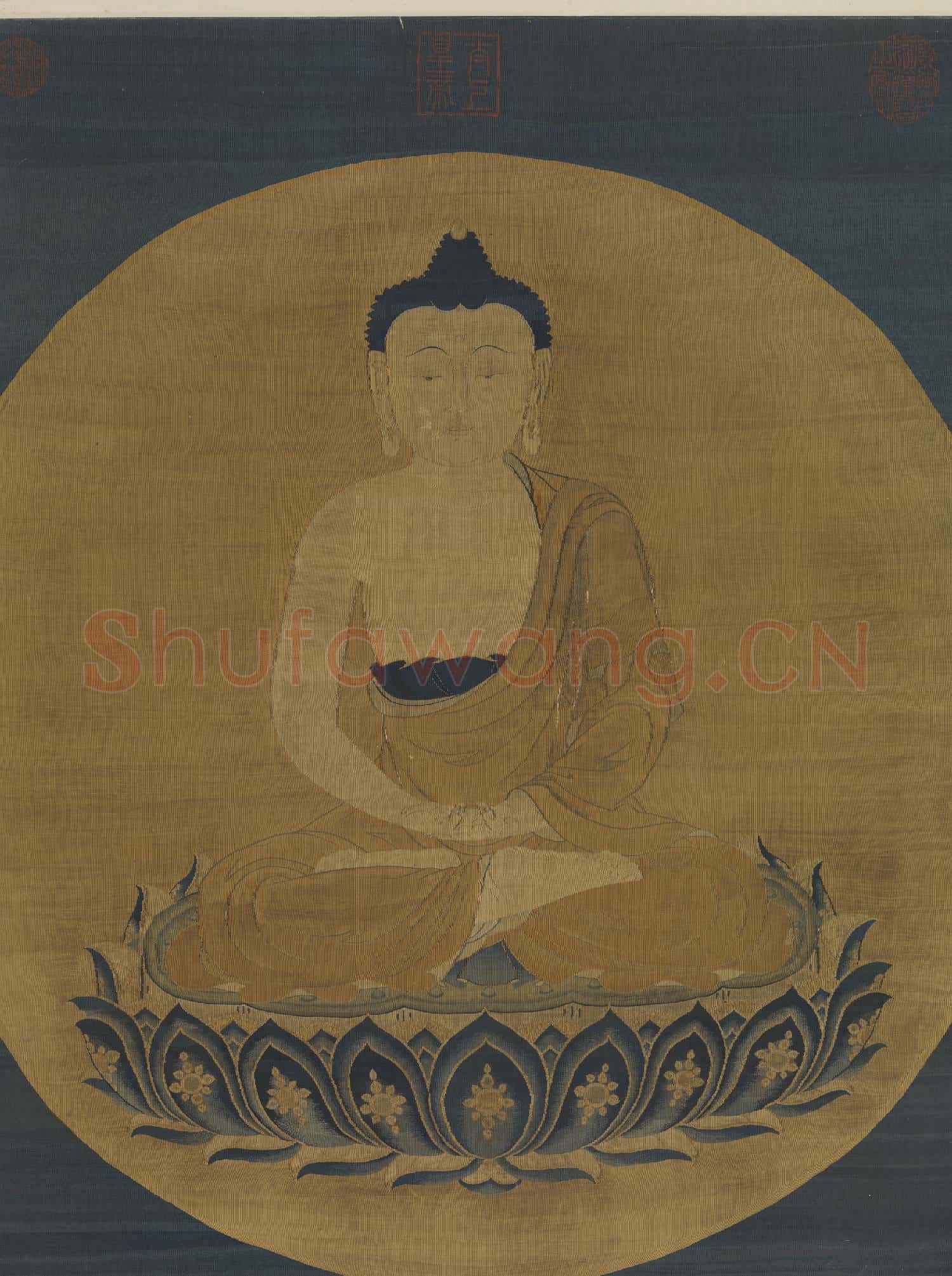 宋緙絲佛像.軸故絲