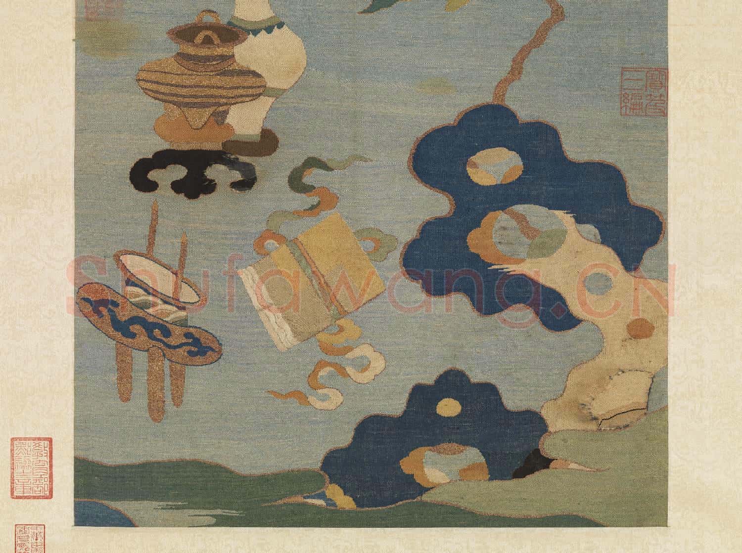 宋緙絲文房清玩.軸故絲