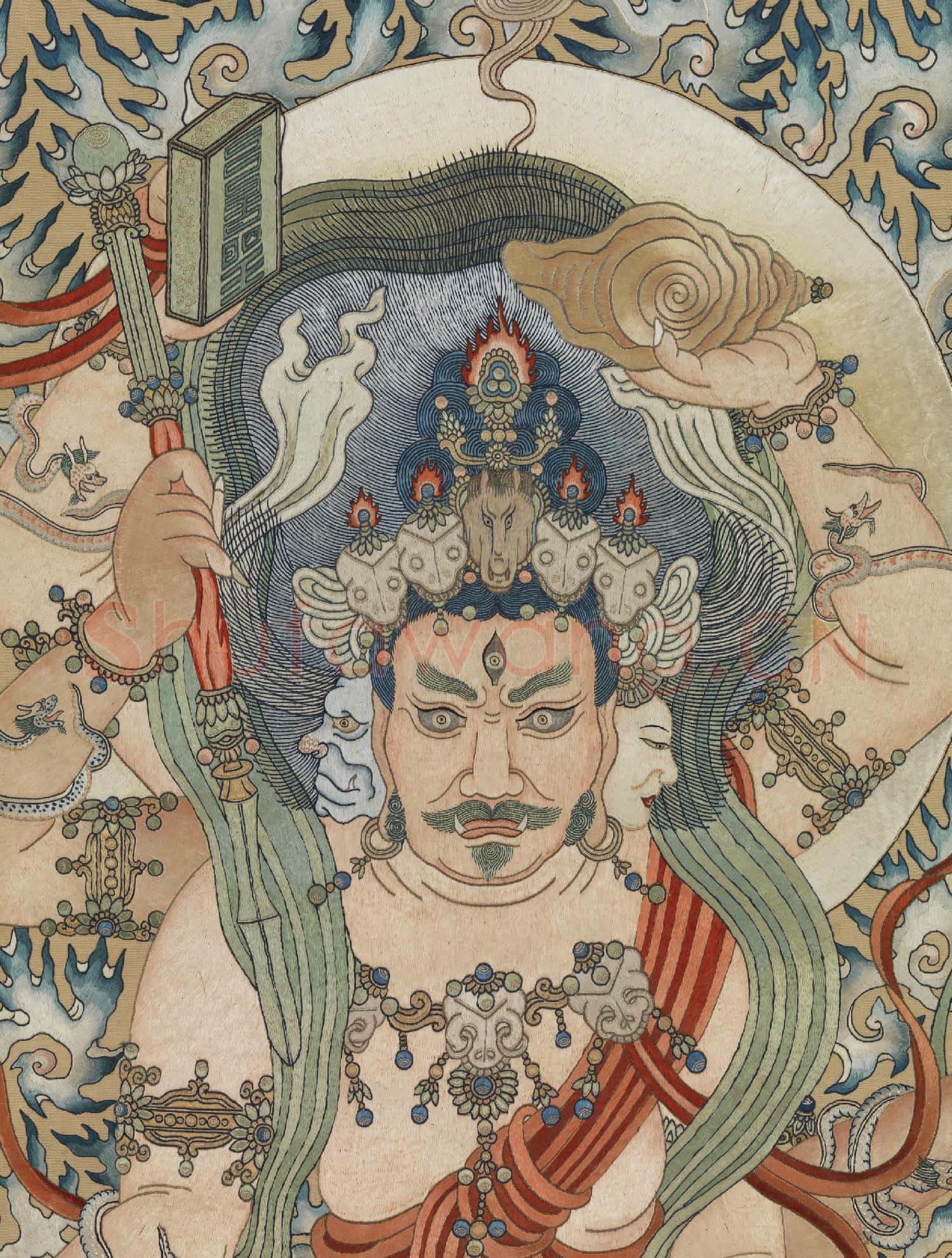 清繡線佛像(三)馬頭明王.軸故絲