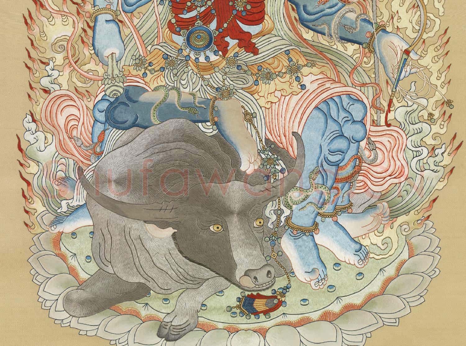 清繡線佛像(六)大威德明王.軸故絲