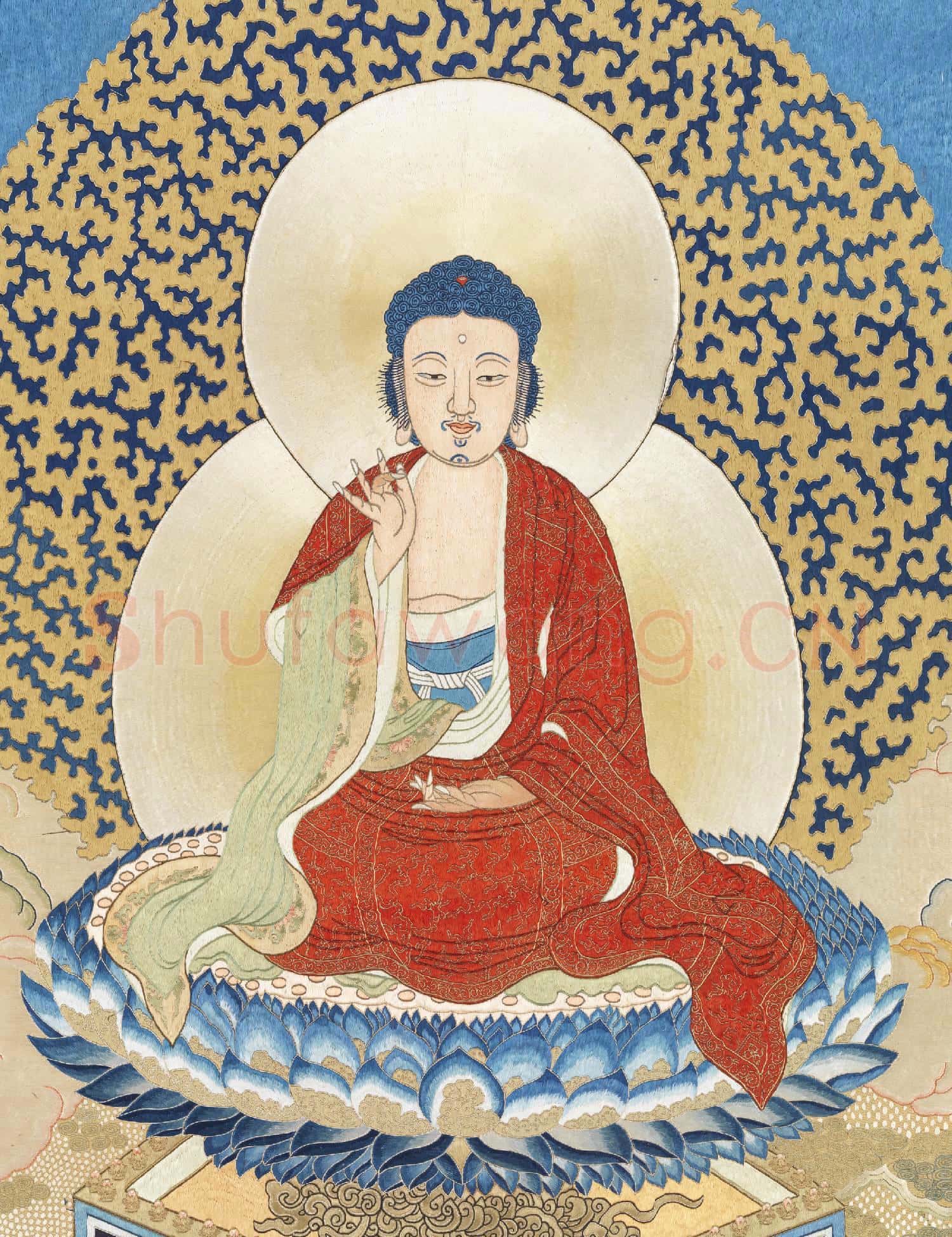 清繡線佛像(七)釋迦牟尼佛.軸故絲
