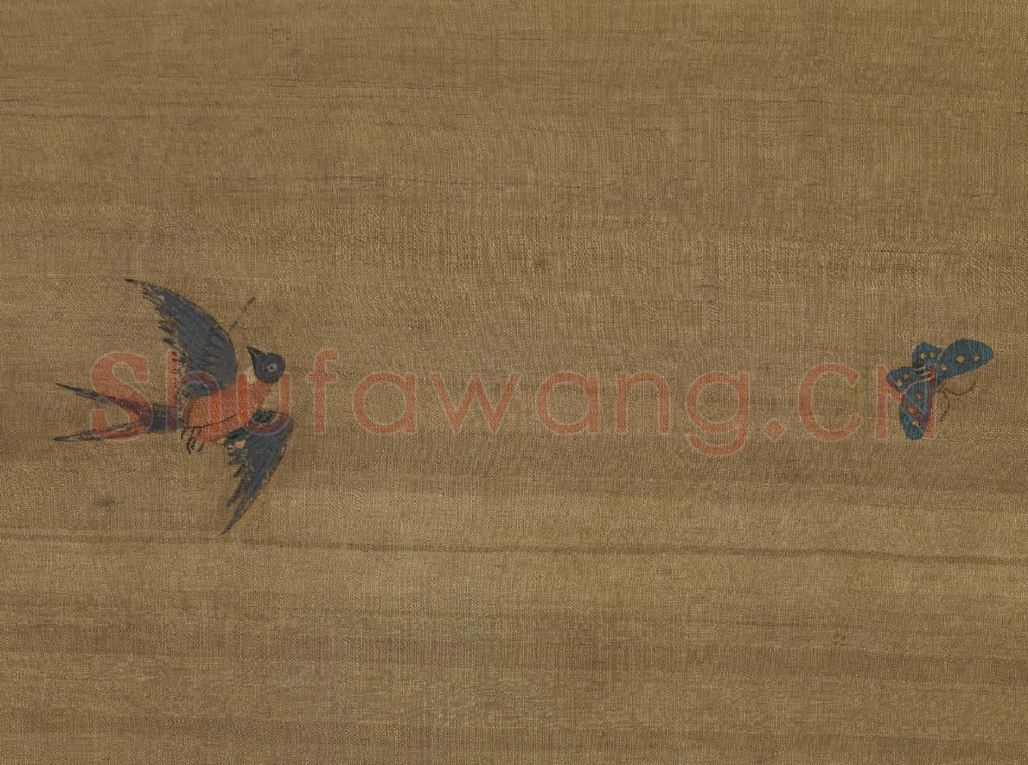 宋緙絲孔雀圖.軸故絲