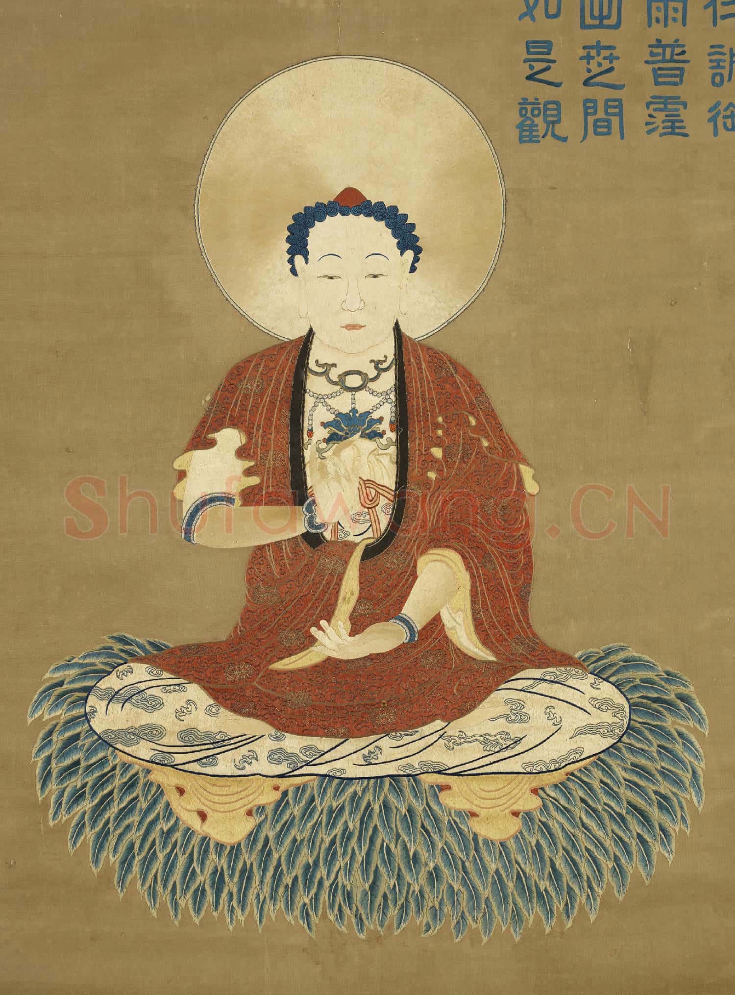 清乾隆繡釋迦牟尼佛像.軸故絲