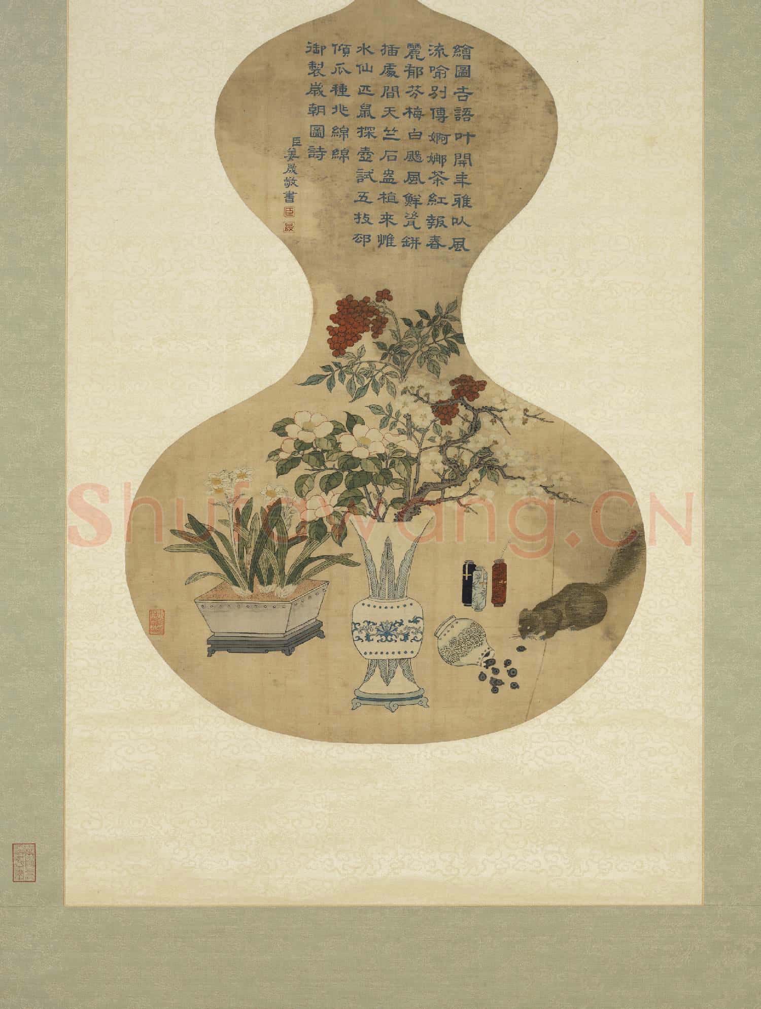 清乾隆緙絲歲朝圖(一)軸故絲