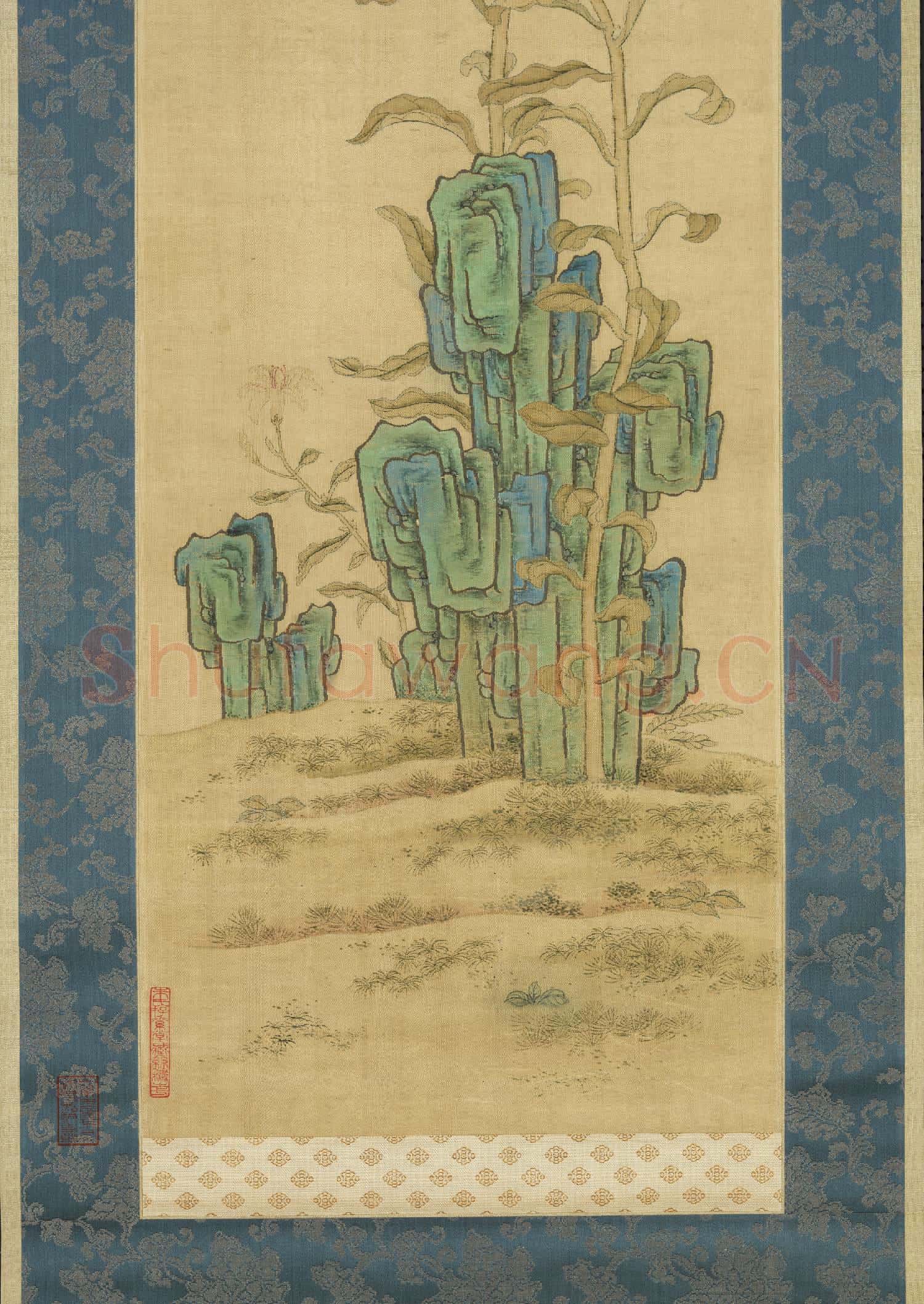 清乾隆緙絲花卉掛屏(一)軸故絲