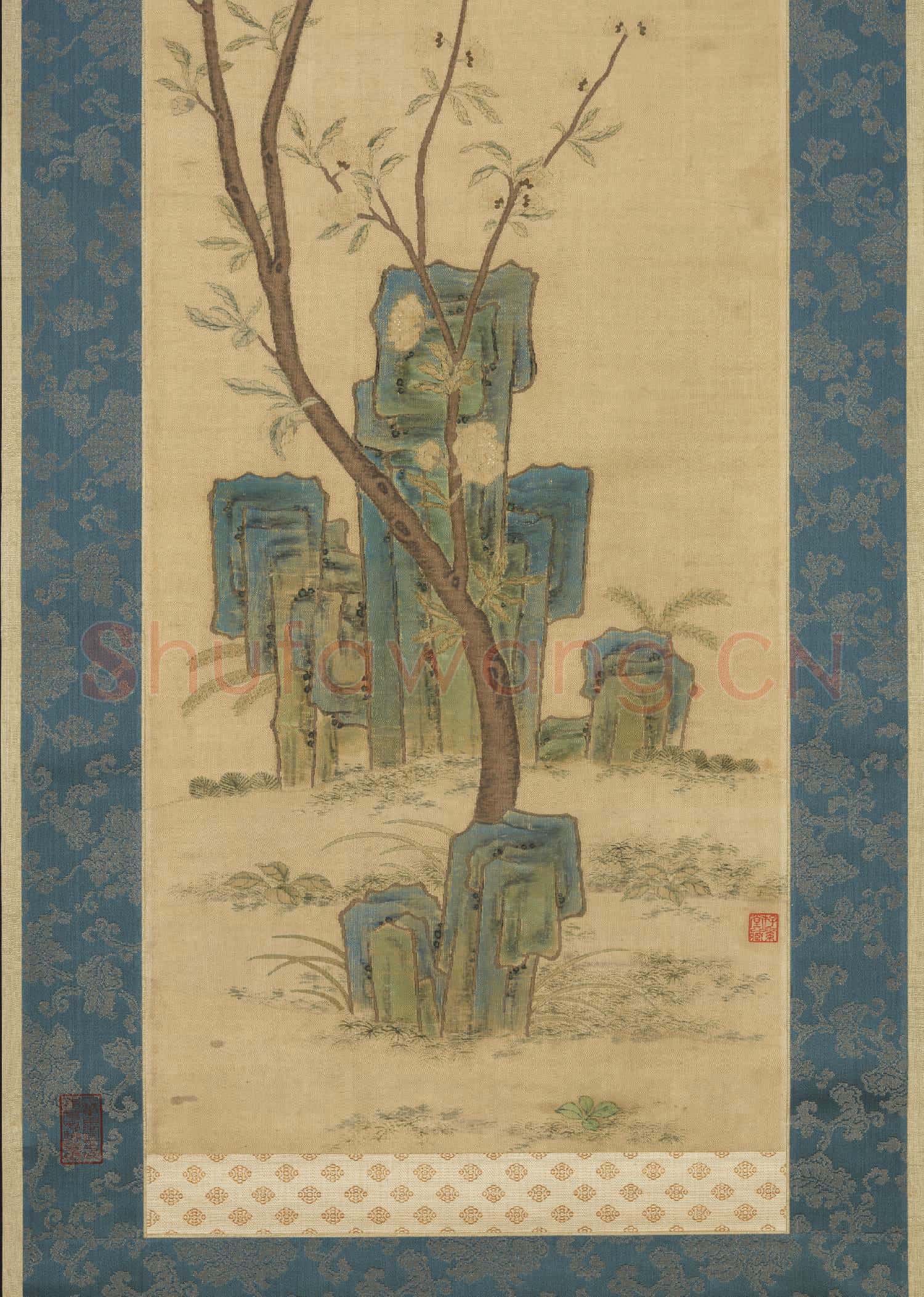 清乾隆緙絲花卉掛屏(三)軸故絲
