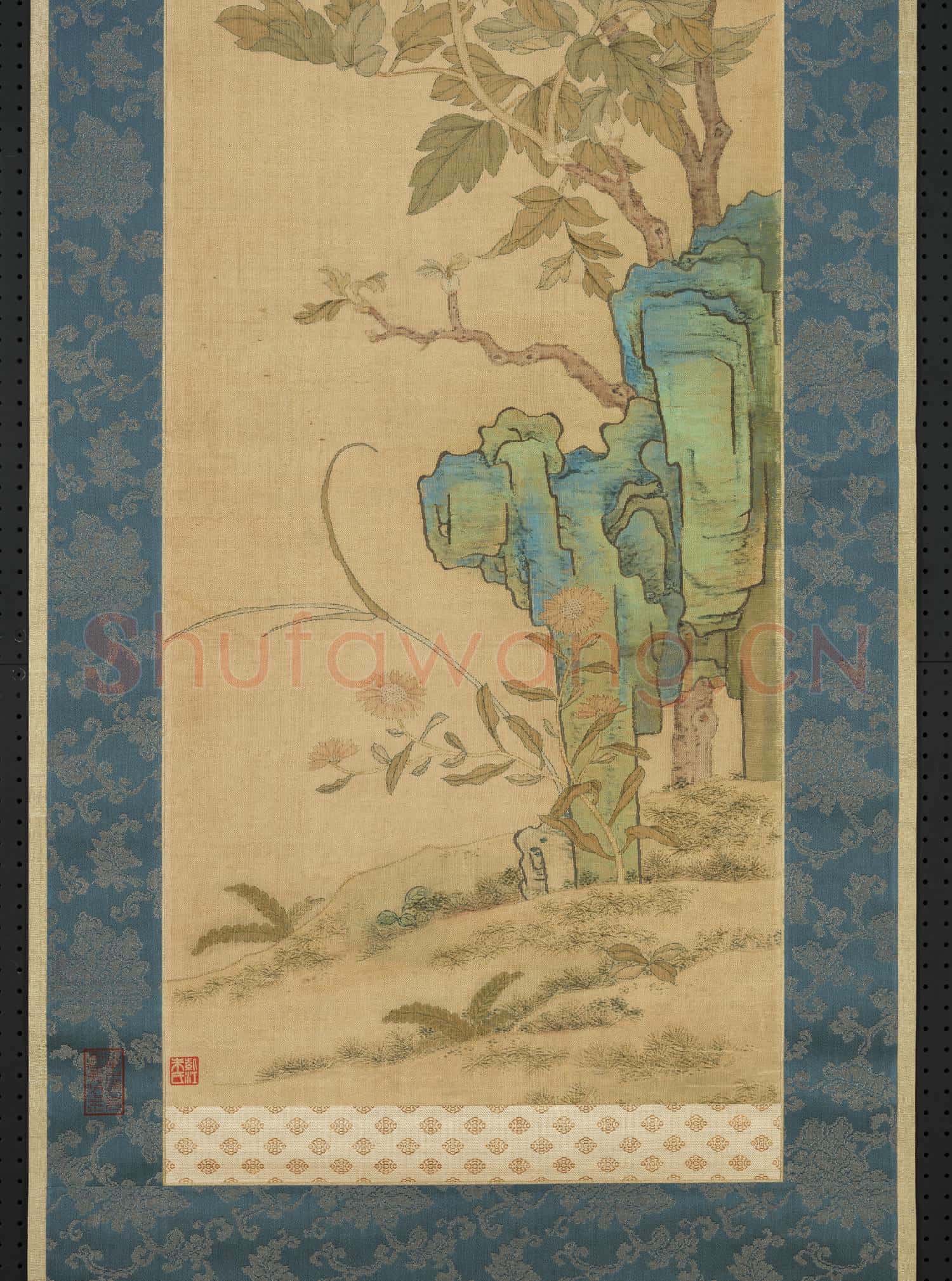 清乾隆緙絲花卉掛屏(四)軸故絲