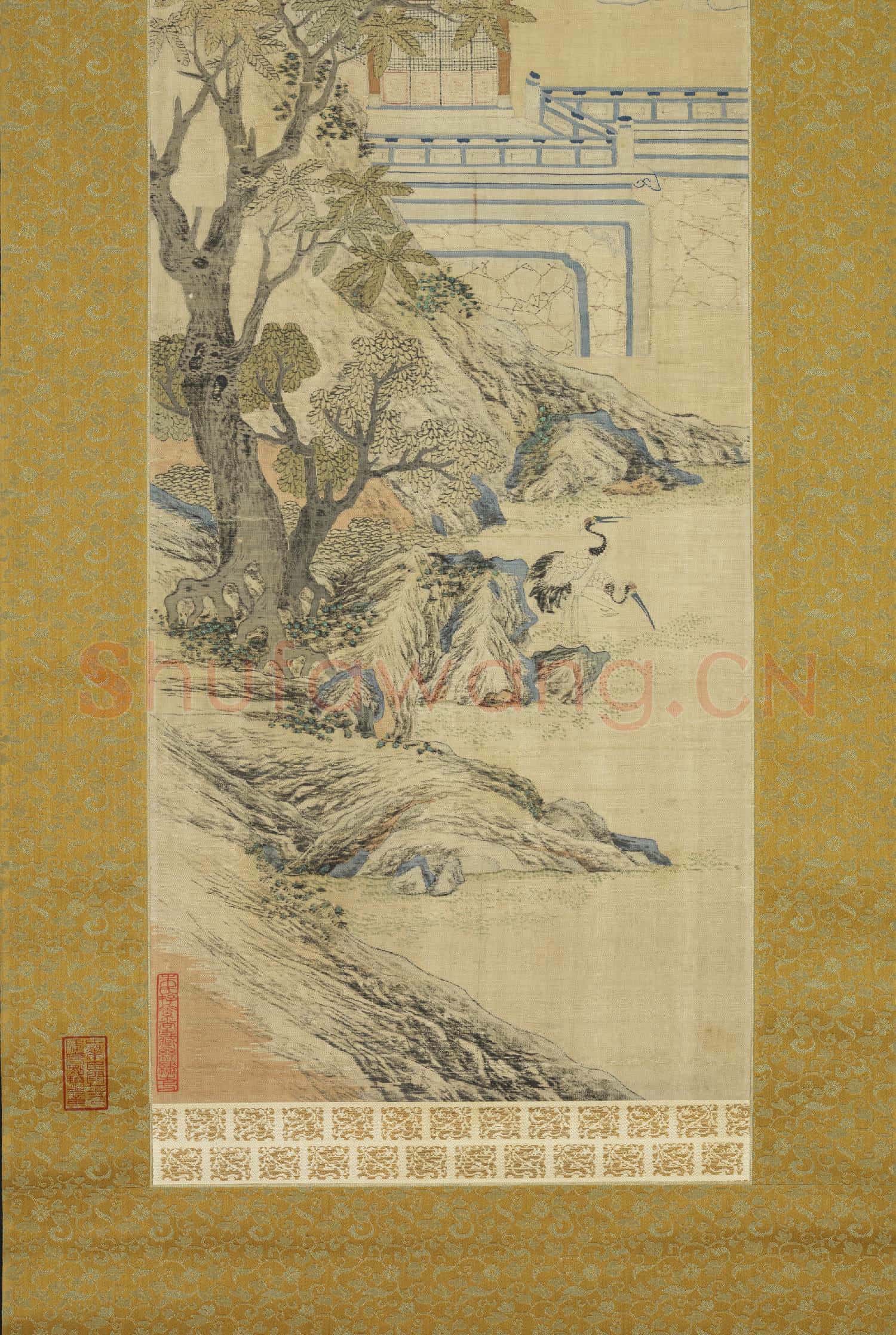 清乾隆緙絲山水掛屏(一)軸故絲