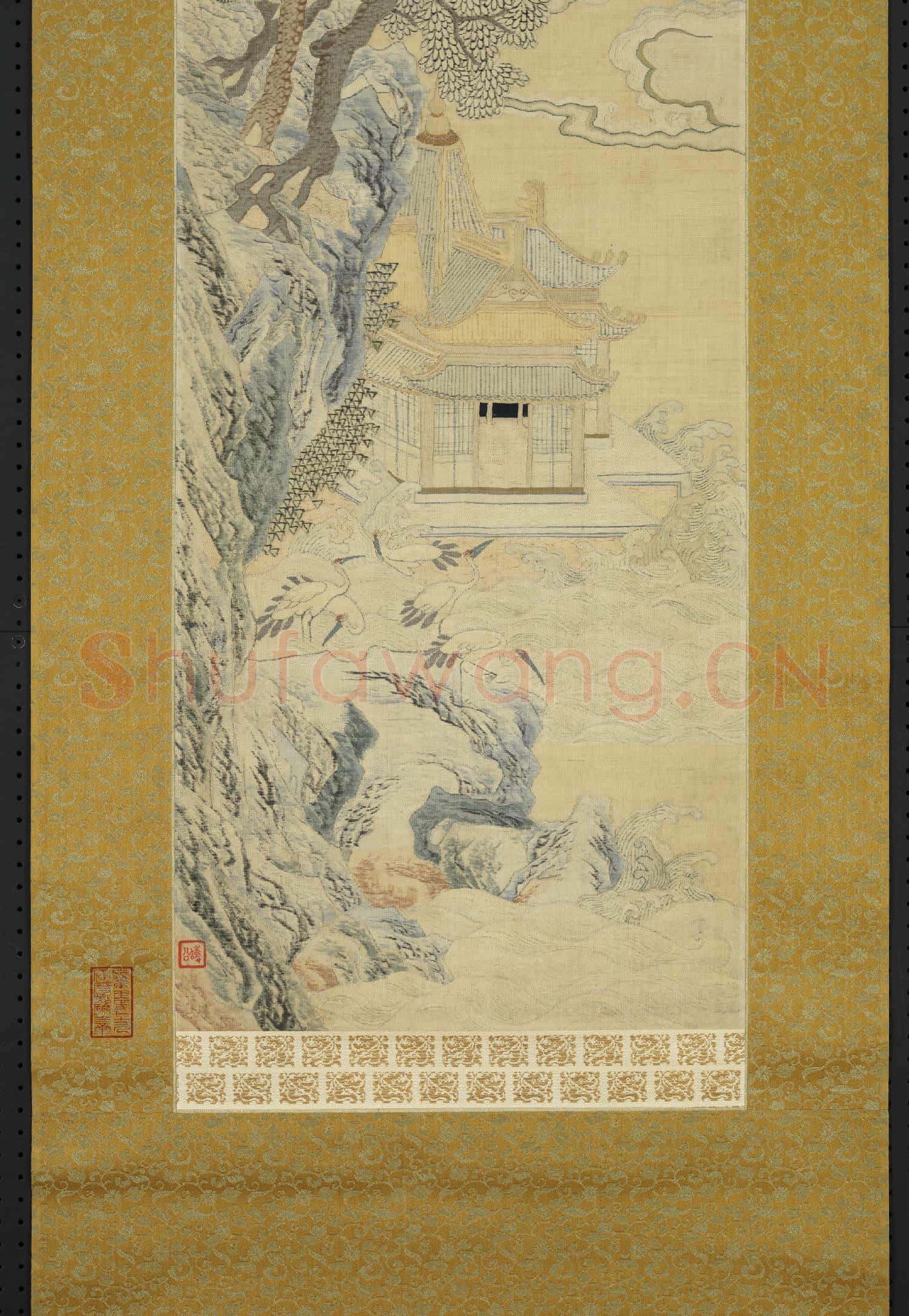 清乾隆緙絲山水掛屏(二)軸故絲