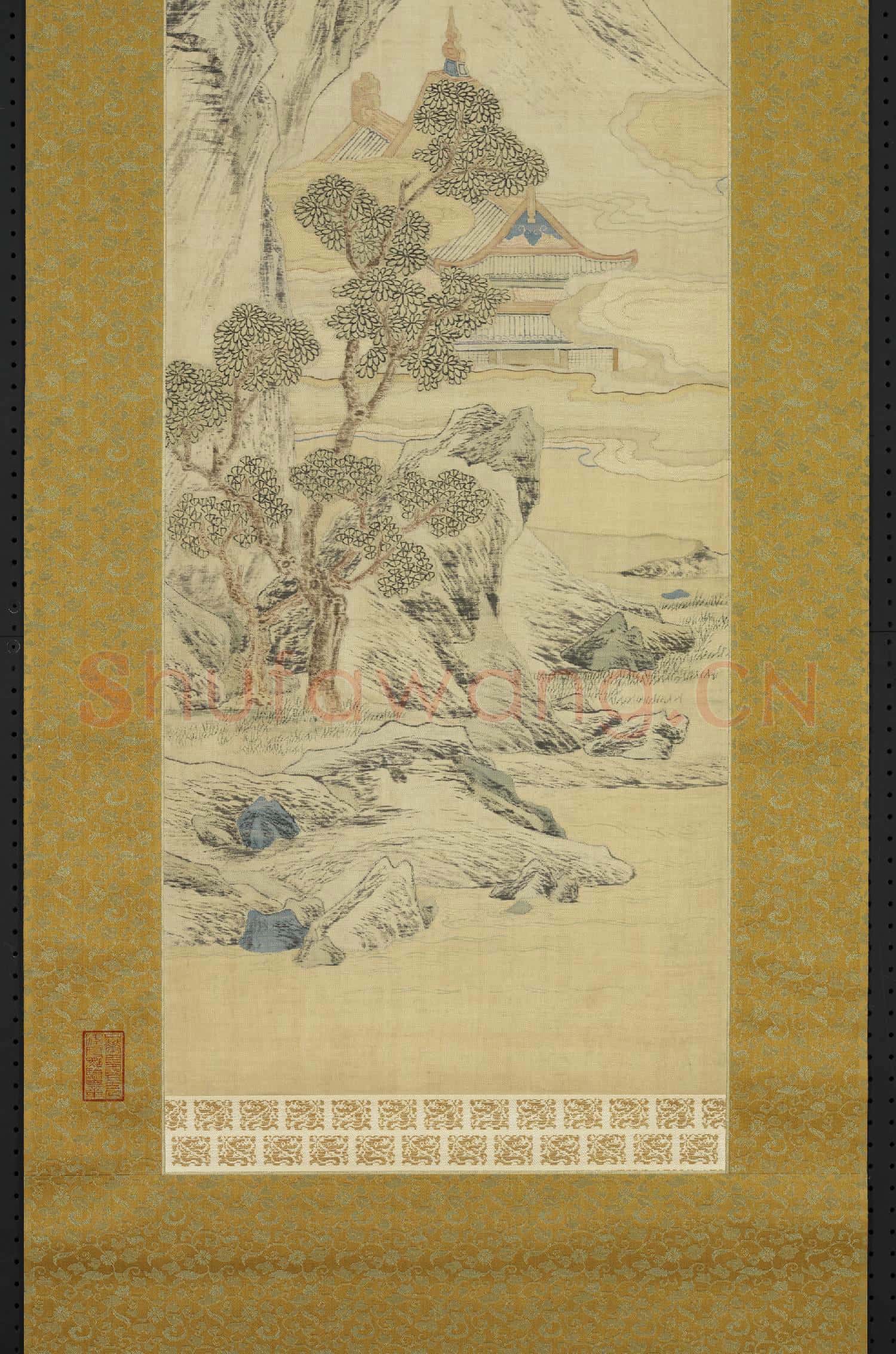 清乾隆緙絲山水掛屏(四)軸故絲