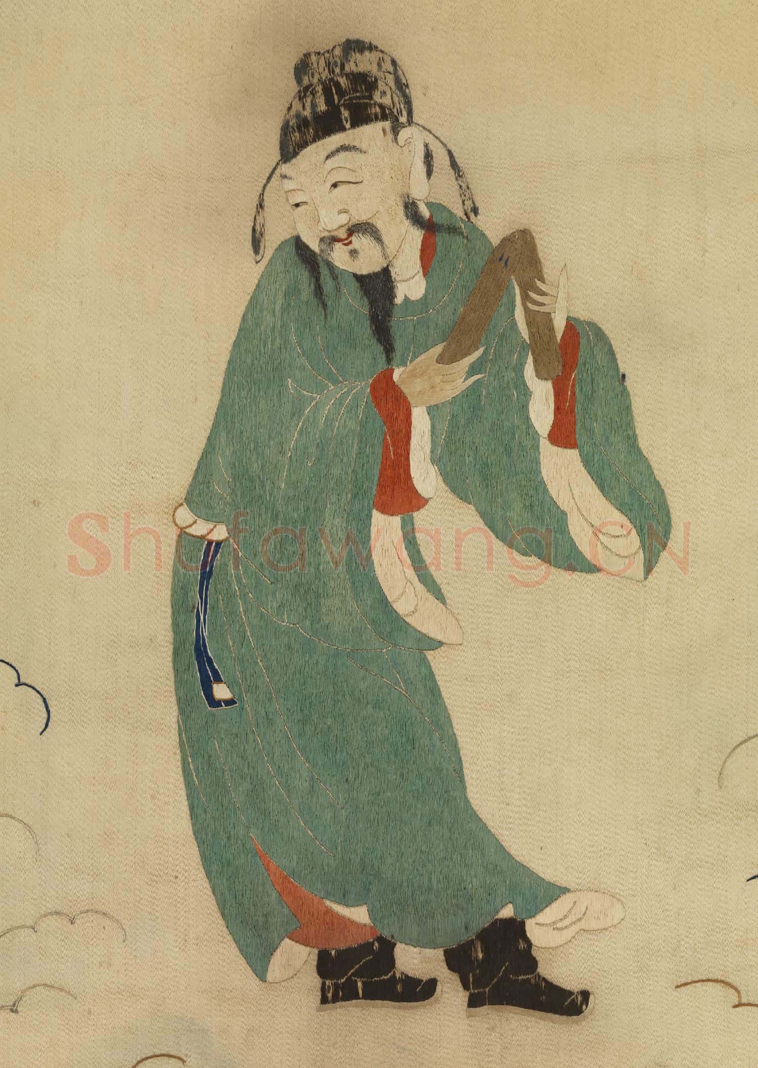 明顧繡八仙慶壽掛屏(八)曹國舅.軸故絲