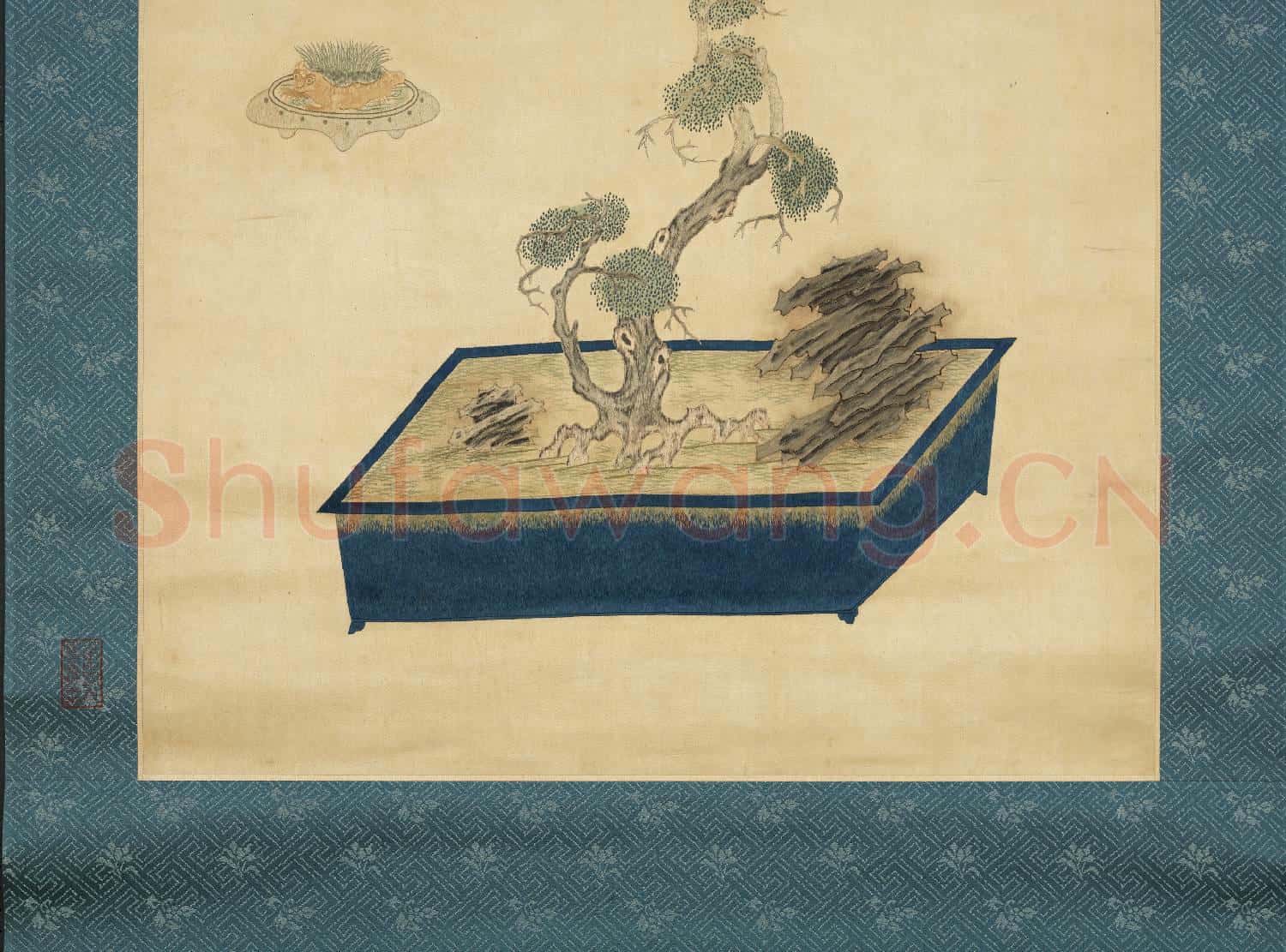 明粵繡博古圖屏(一)軸故絲