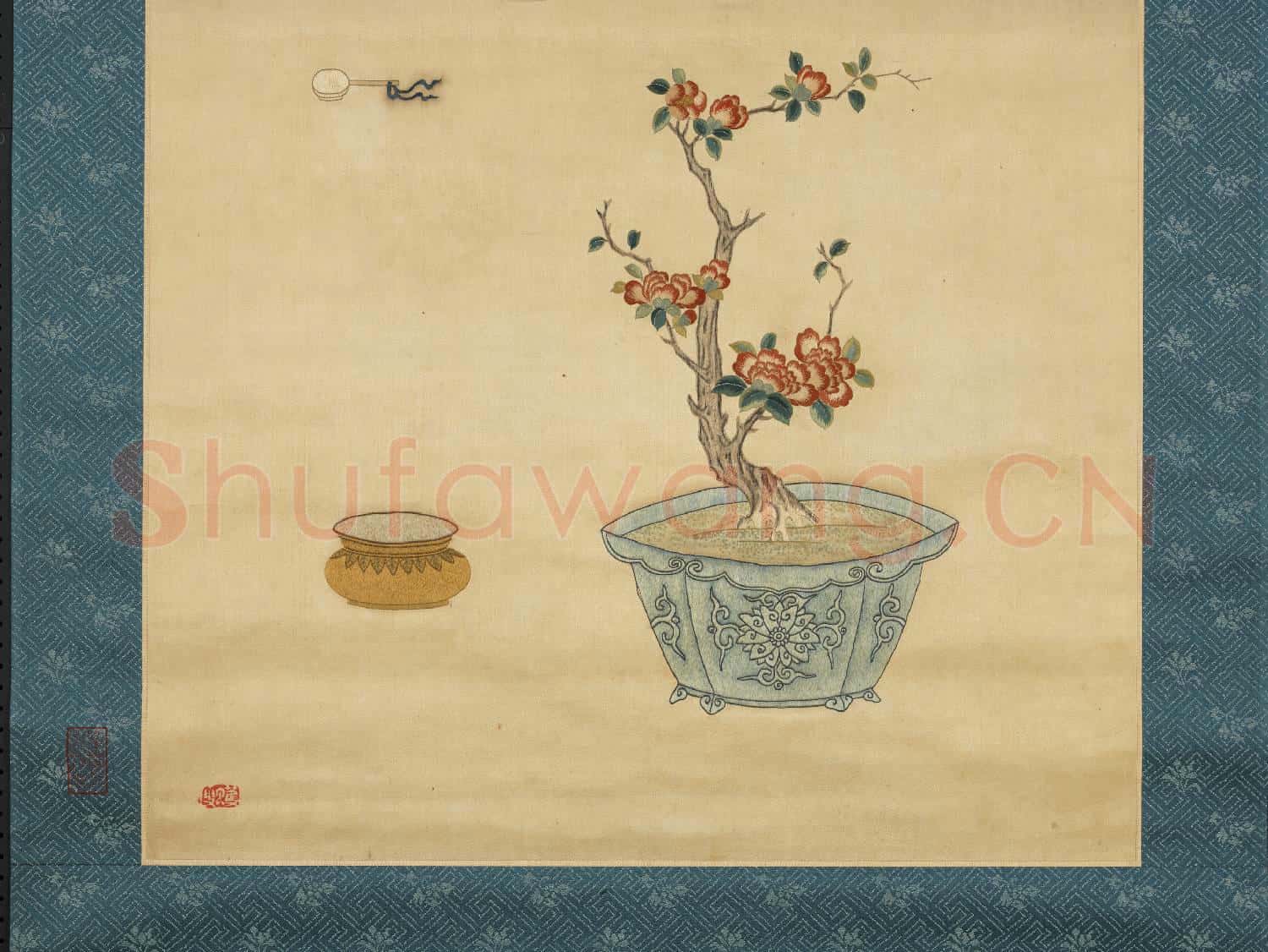 明粵繡博古圖屏(二)軸故絲